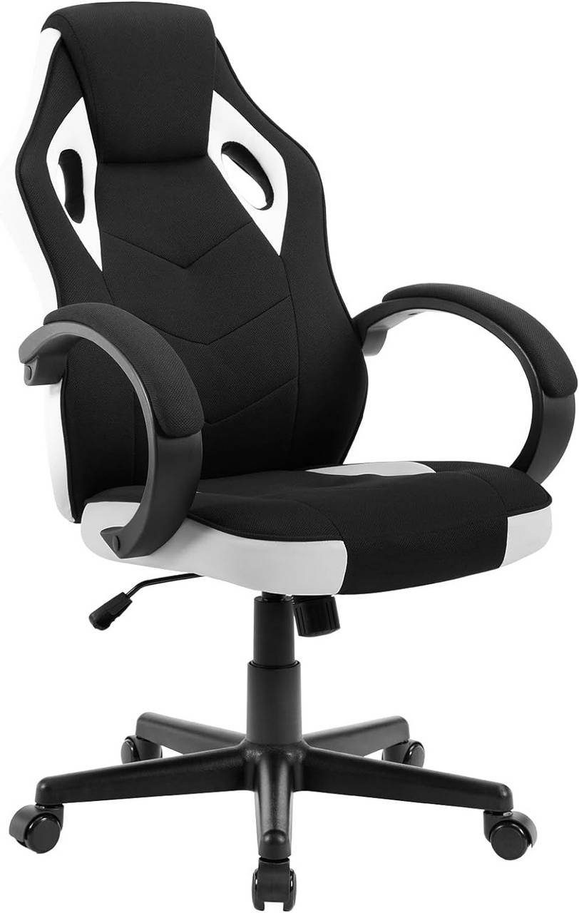 Woltu Gaming-Stuhl (1 St), Bürostuhl, drehbar ergonomisch höhenverstellbar Weiß+Schwarz