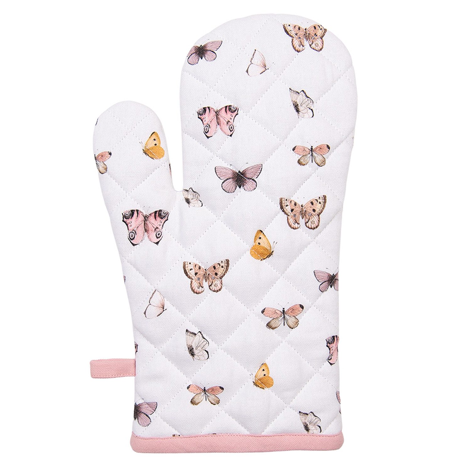 Clayre & Eef Topfhandschuhe Butterfly Paradise, (Set, 2-tlg., 2-teilig), Ofenhandschuhe wattiert Größe: ca.18x30cm