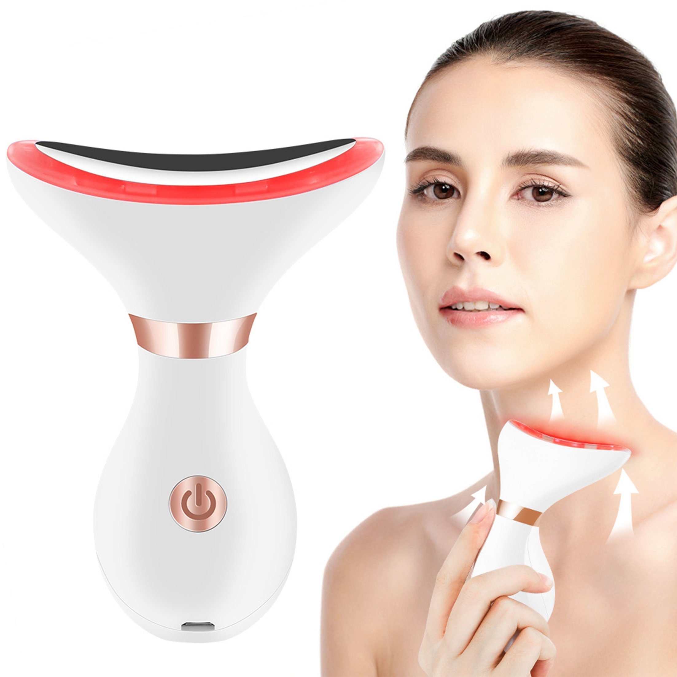 KINSI Kosmetikbehandlungsgerät Beauty-Gerät,Massagegerät für Gesicht und Nacken,EMS-Mikrostrom, Anti-Falten Gesichts- und Nackenmassagegerät