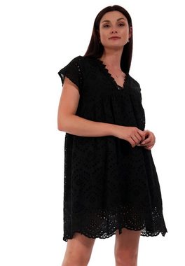 YC Fashion & Style Spitzenkleid Spitzenkleid mit V-Ausschnitt One Size 34-40 (1-tlg) in Unifarbe