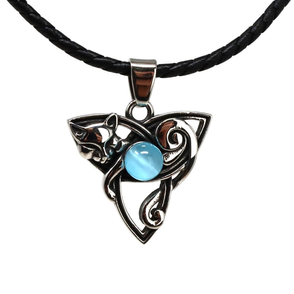 Kette mit Anhänger Lederkette Edelstahlkette 316L TRIQUETTA