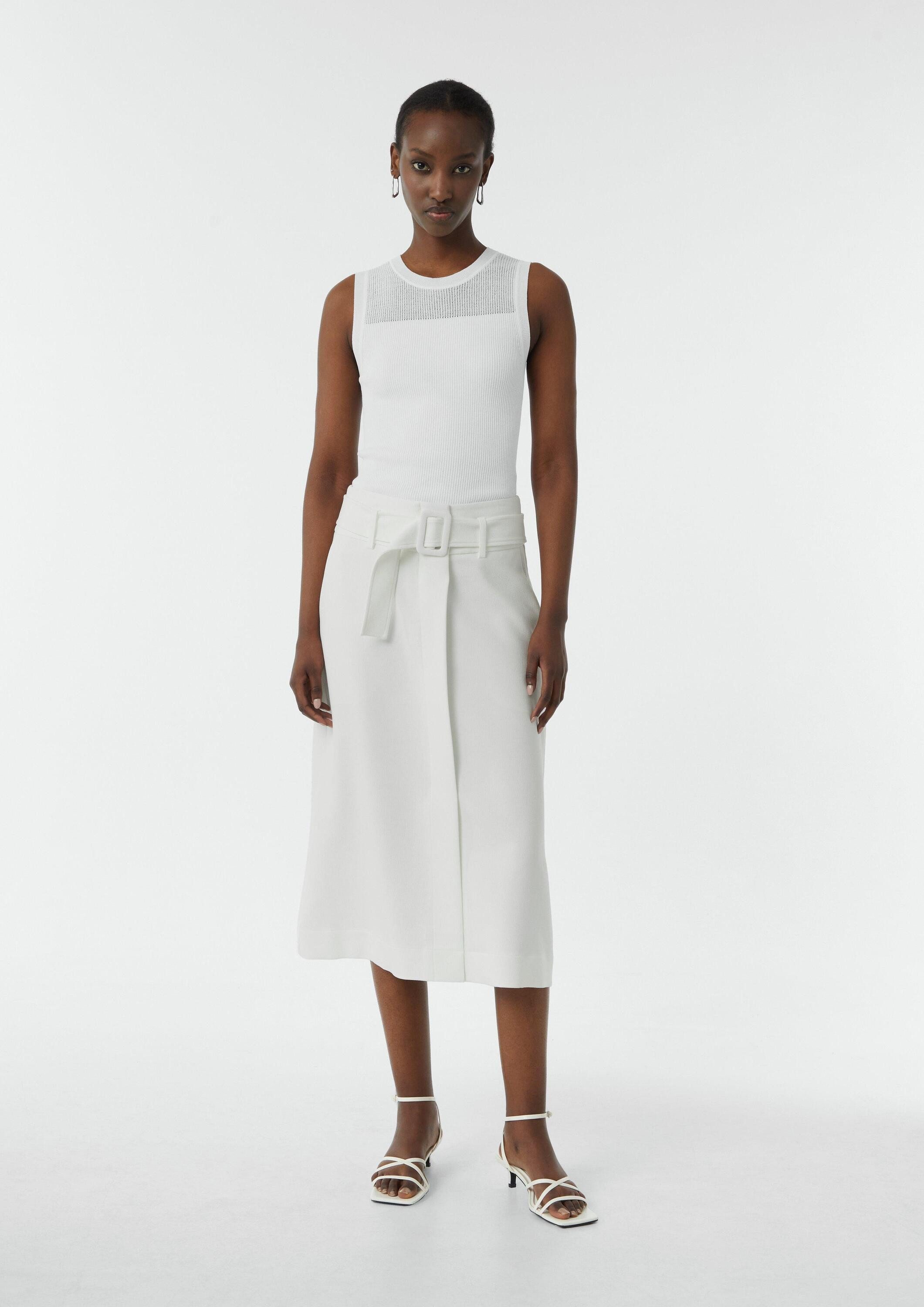 comma Midirock Rock Midi-Rock mit Gürtel und Strukturmuster günstig online kaufen