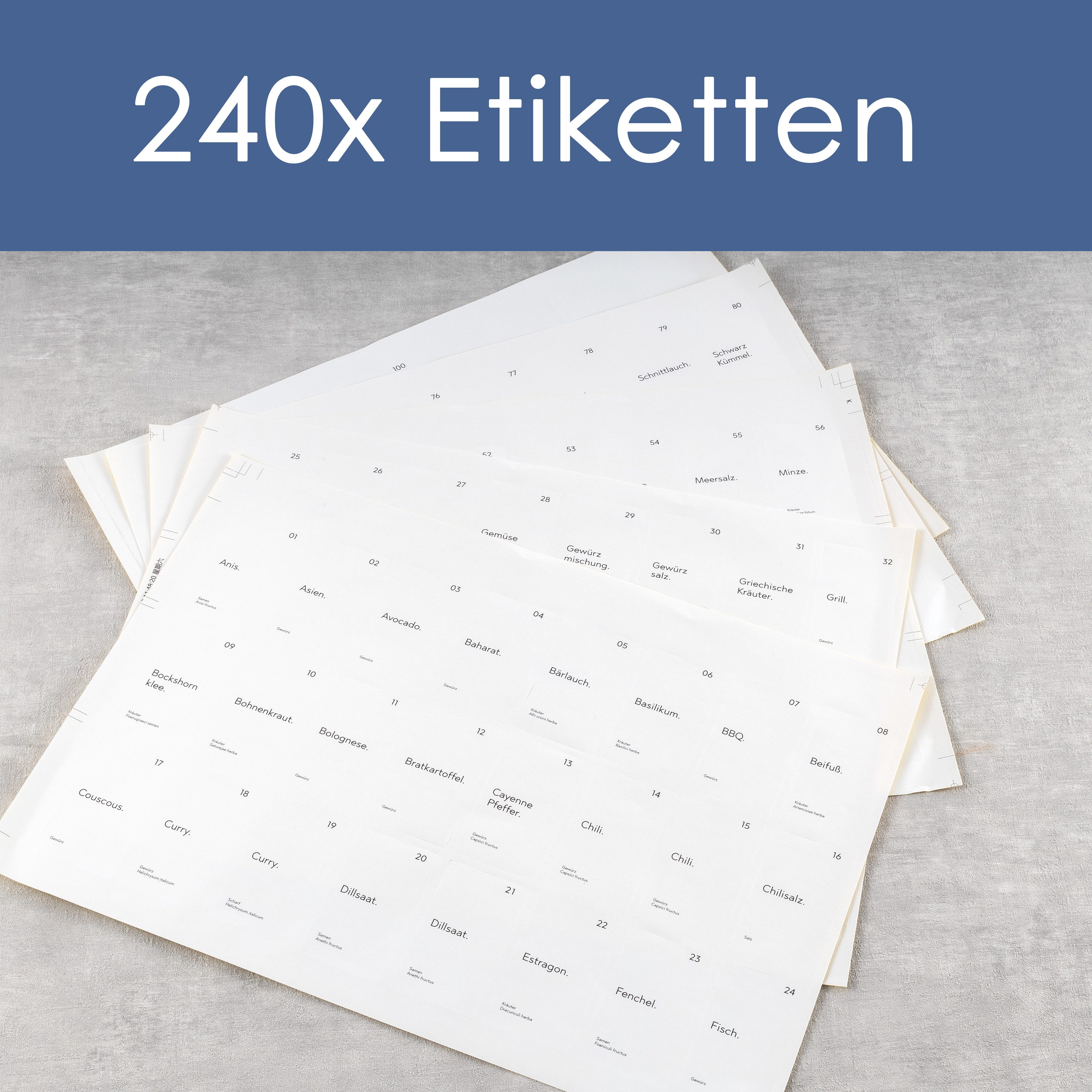 Hanseküche Gewürzbehälter Gewürzgläser Set mit Streueinsatz, Glas, (24 Gewürzgläser, 2-tlg., Set inkl. Zubehör), inkl. Ersatzstreueinsätze, Trichter und Reinigu – Bild 5 von 5