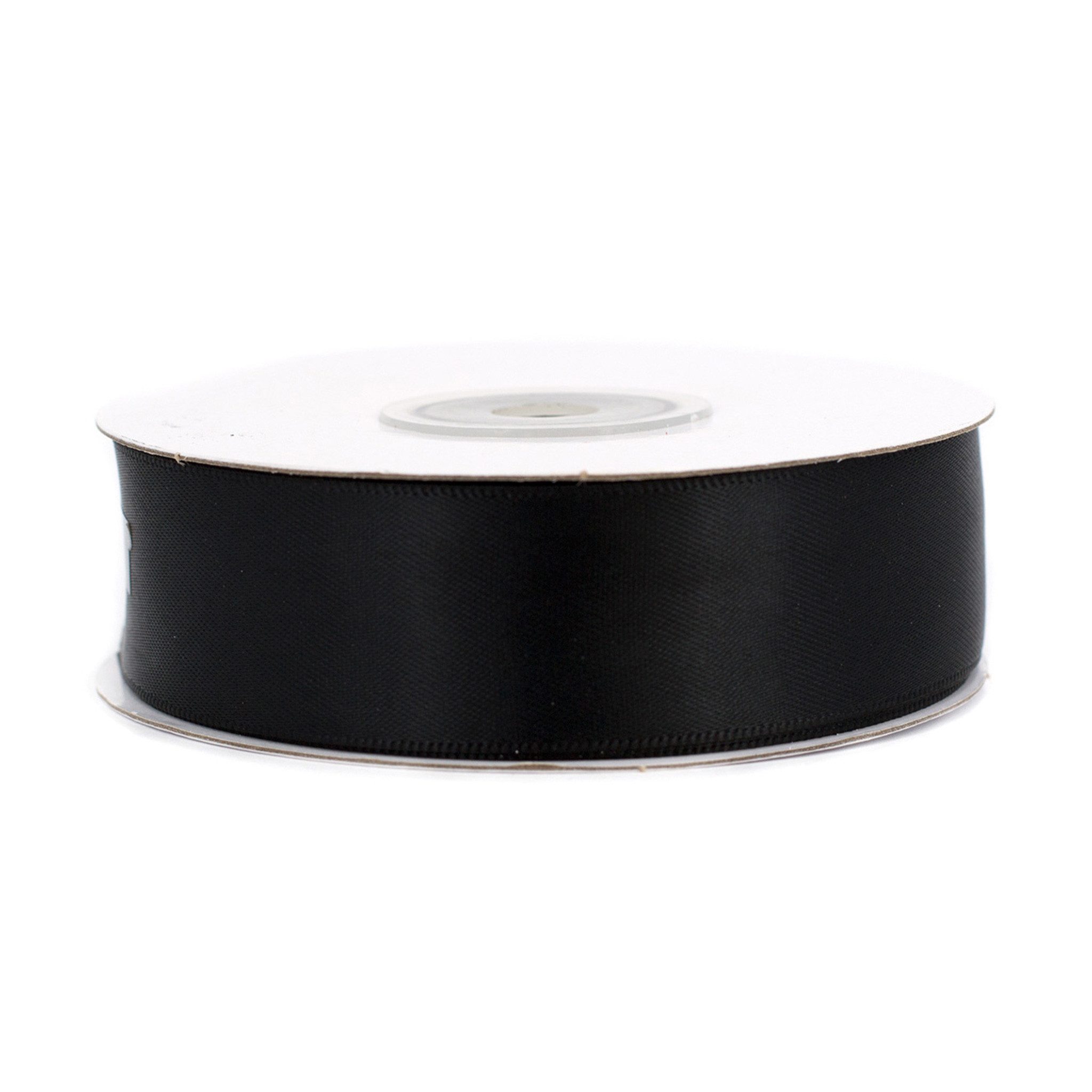 Creativery Satinband, Doppelseitiges Satinband 25mm x 20m Rolle Schwarz