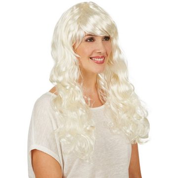 dressforfun Kostüm-Perücke Frauenperücke Weißblond lang