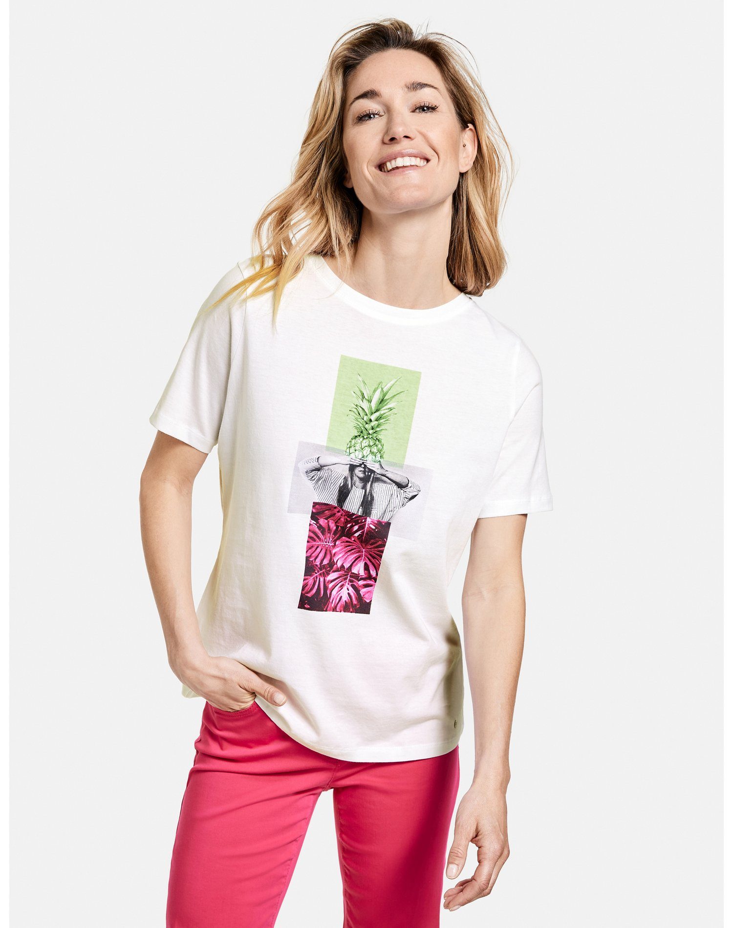 Damen Shirts GERRY WEBER Kurzarmshirt Shirt mit Art Print organic cotton (1-tlg)