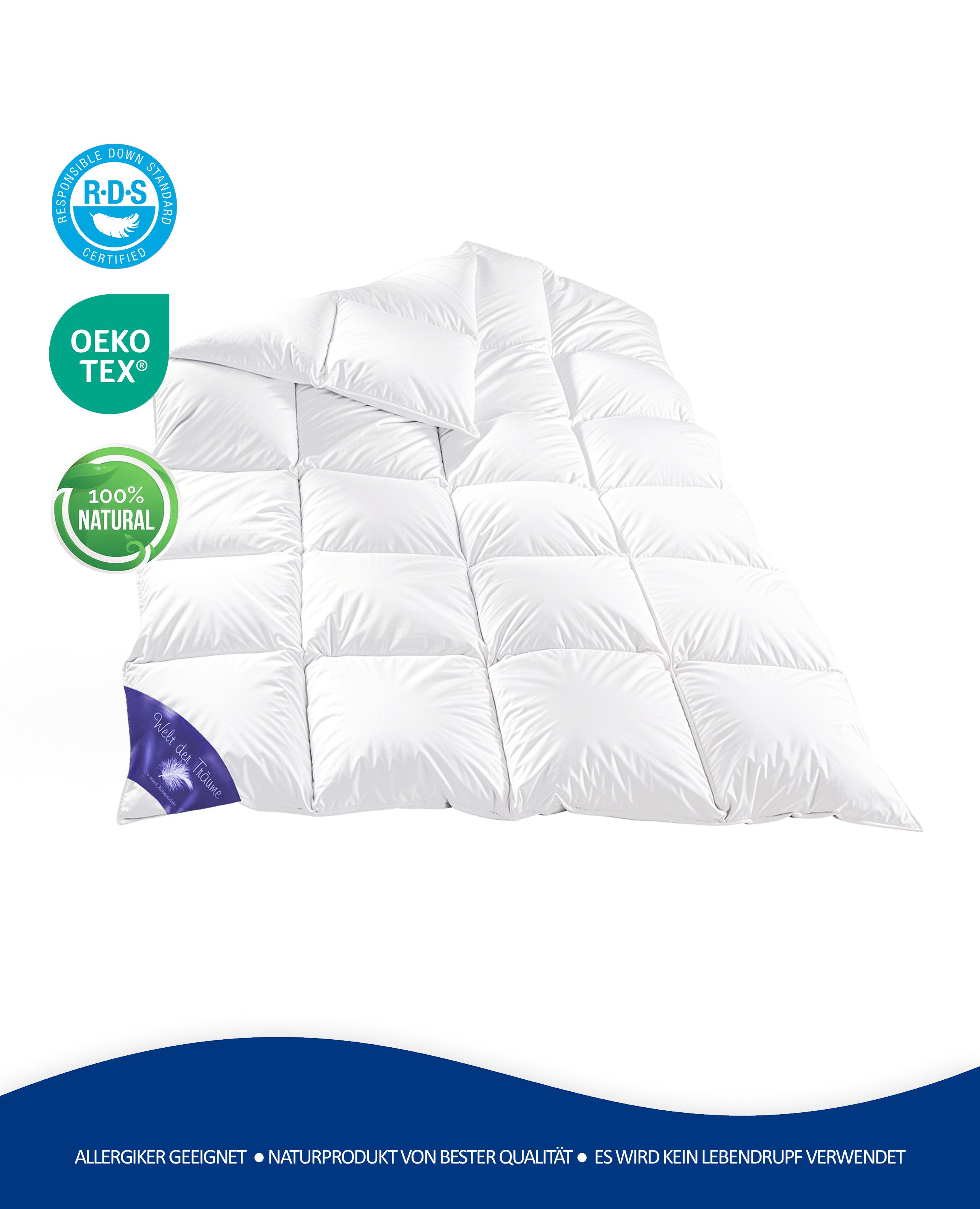 Welt der Träume Daunenbettdecke 2 St. (Set) 60% 135x200 cm, 1400 Gr., Füllu günstig online kaufen