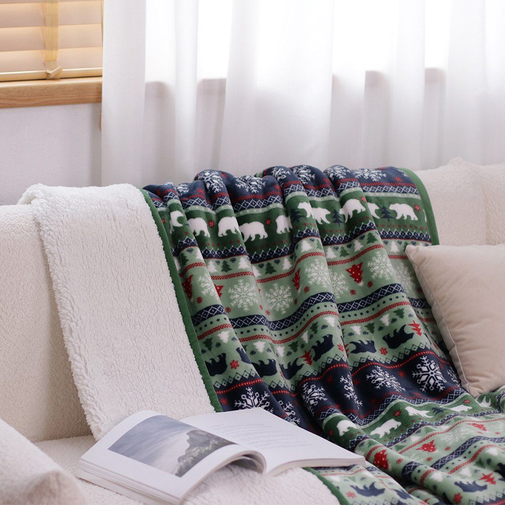 Wohndecke flauschig, warm, Weihnachtsstil, und NUODWELL weich Decke Plüsch-Strickdecke, im
