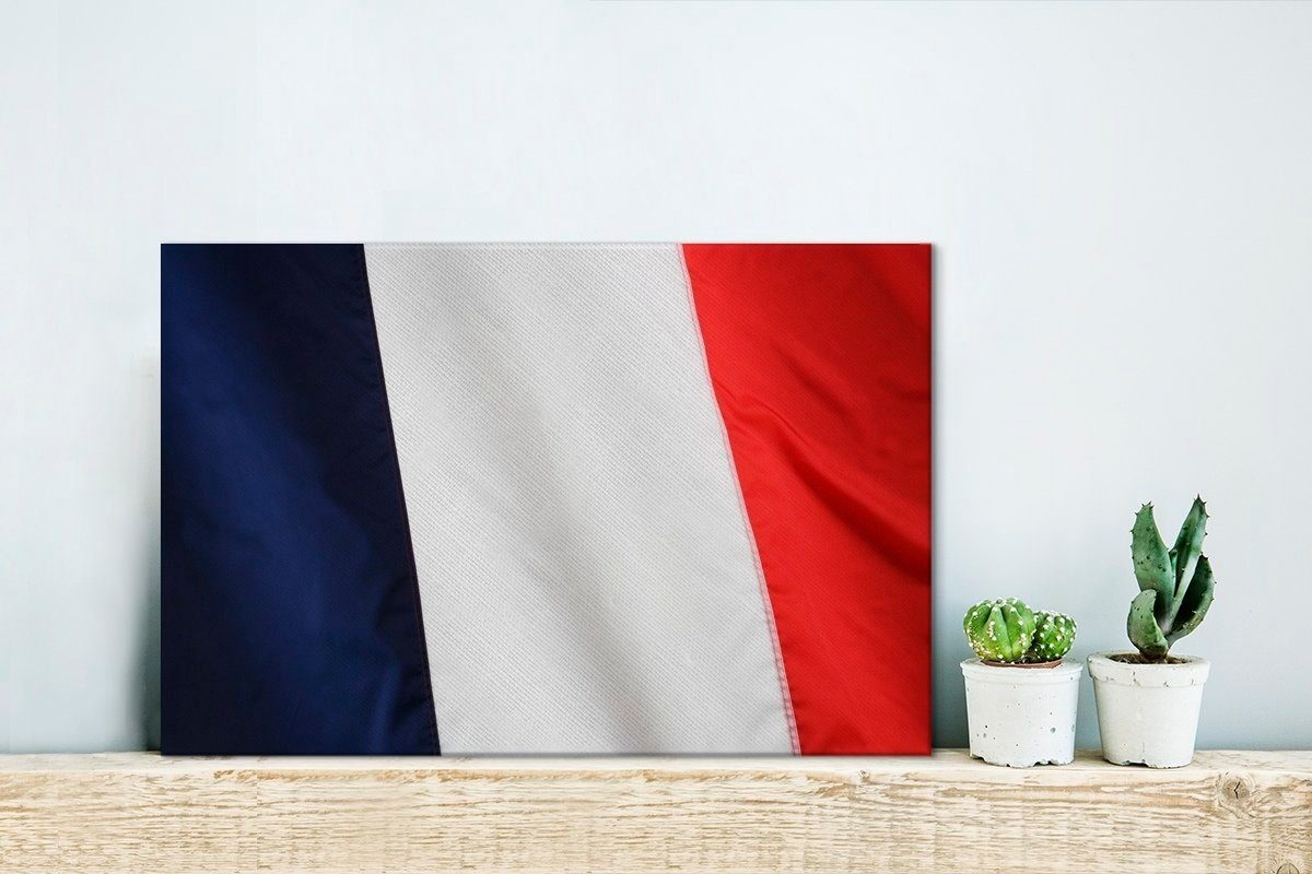 Frankreichs aus Wanddeko, St), Flagge Die Leinwandbild cm Wandbild (1 Aufhängefertig, OneMillionCanvasses® Nähe, Leinwandbilder, 30x20 der