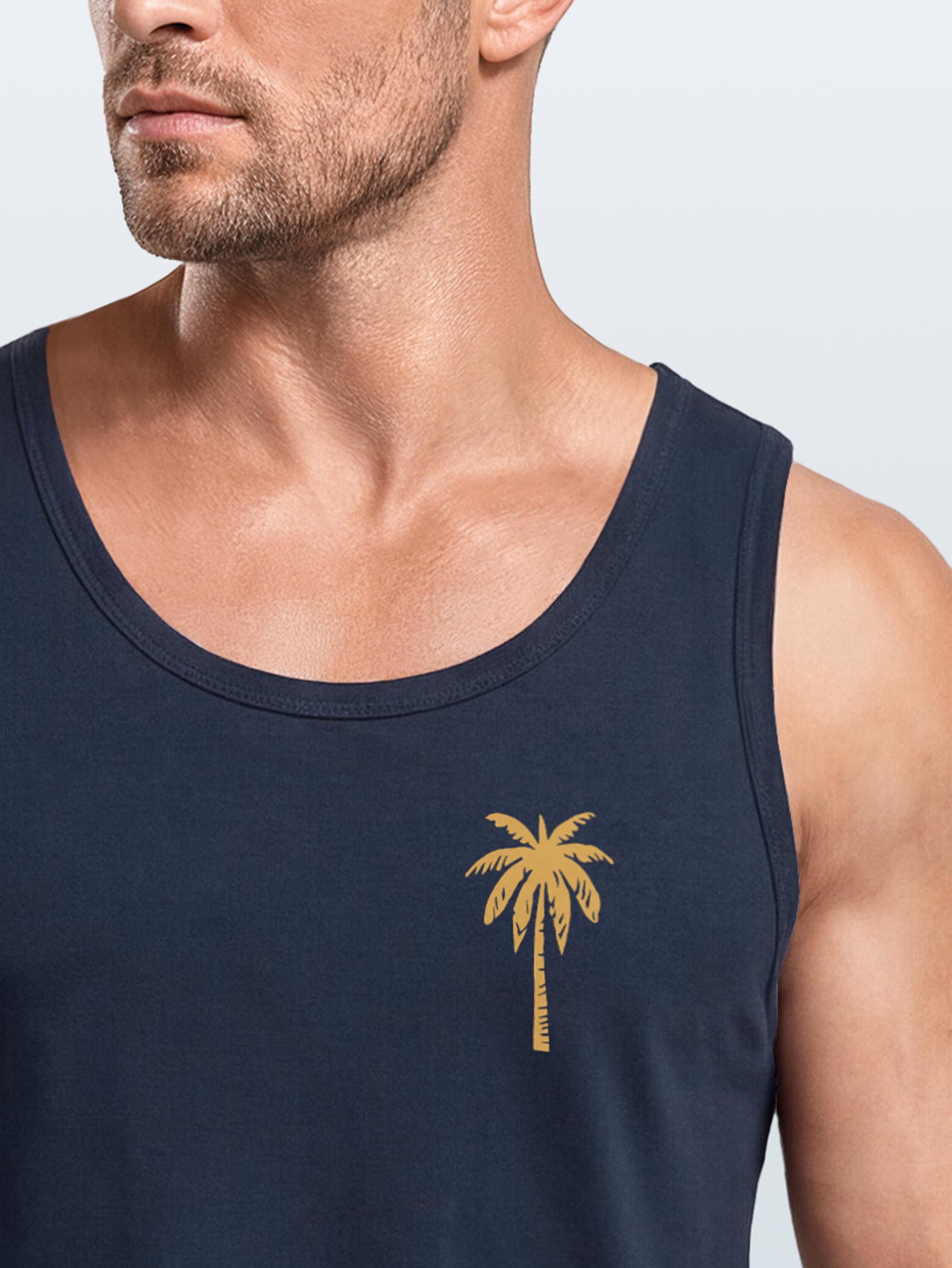 Neverless Tanktop Herren Tank-Top Sommer Shirt mit Brustlogo Palme Aufdruck Fashion mit Print