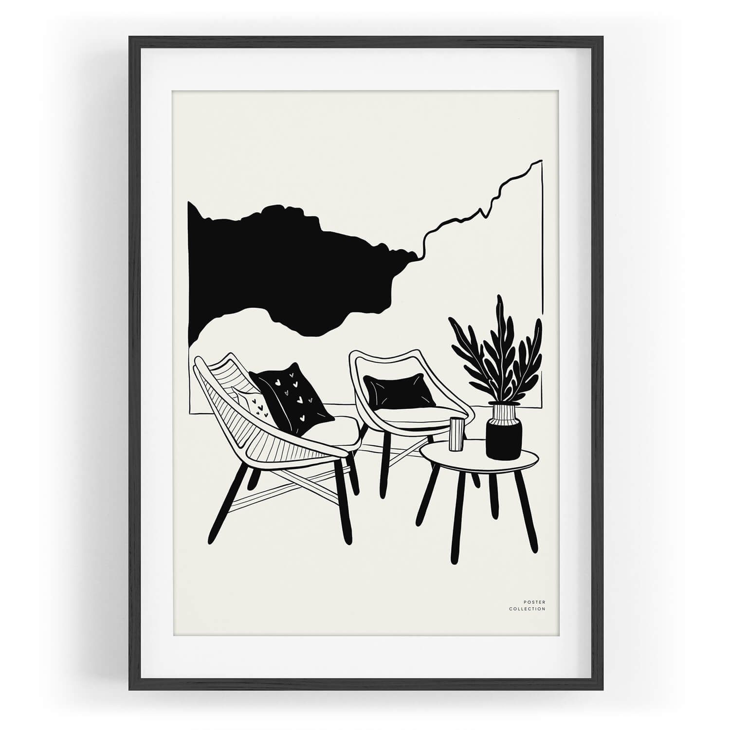 Sinus Art Wandbild Graphische Kunst Modern Dekorativ Illustration Minimal Schwarz Weiß. € 35,00