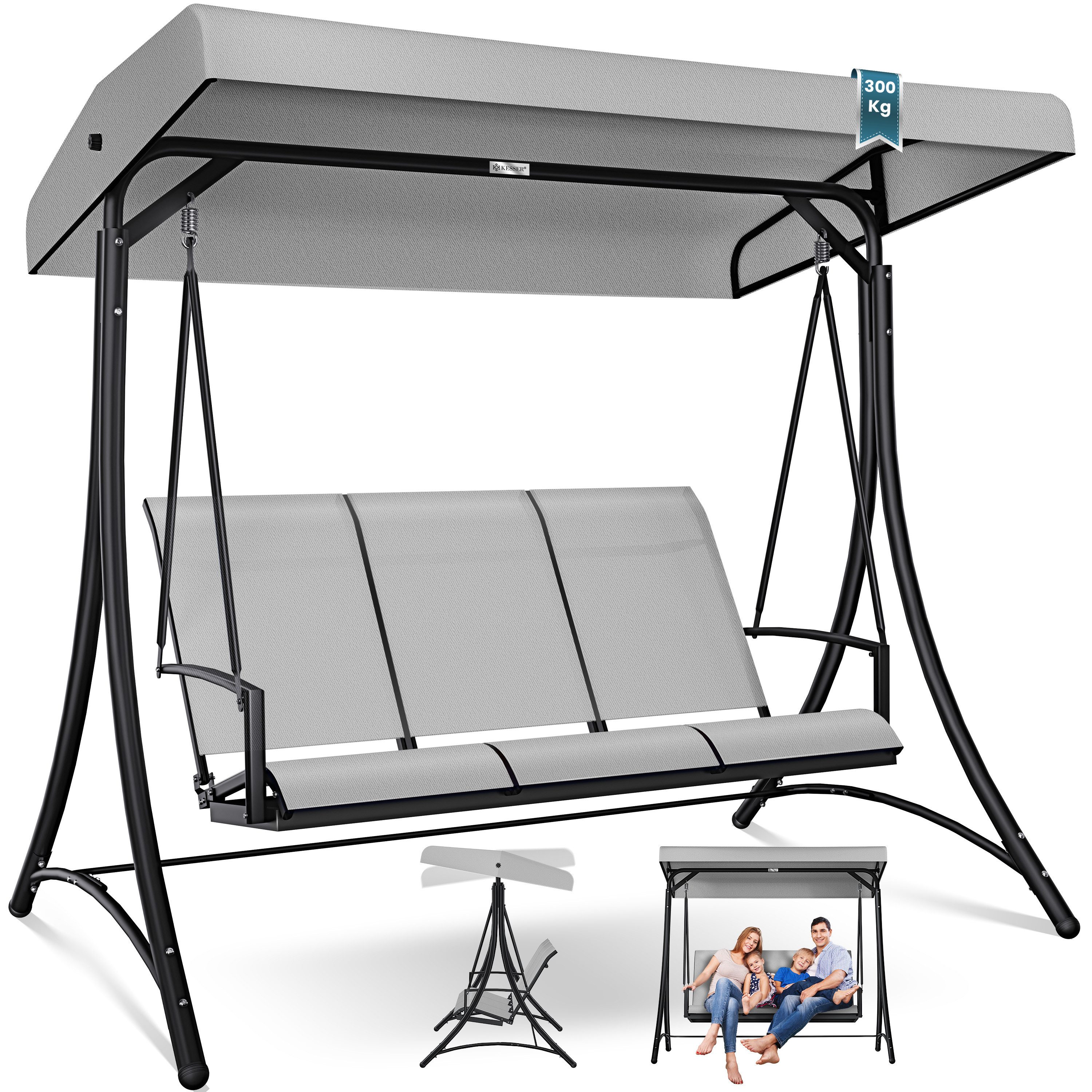 KESSER Hollywoodschaukel, mit Sonnendach 3-Sitzer Gartenschaukel günstig online kaufen