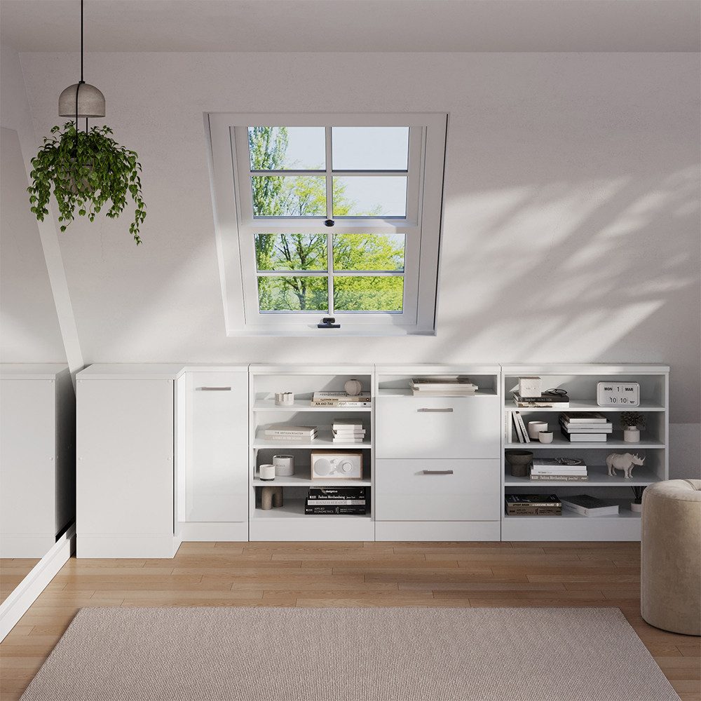 Vicco Kommode Rion, Weiß Hochglanz/Weiß/Weiß, 75.6 x 81.6 cm mit 1 Tür (1 St)