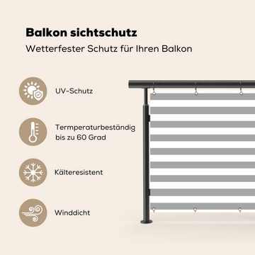 MuchoWow Balkonsichtschutz Muster - Streifen - Grau- Hell (1-St) Balkon Sichtschutz, Windschutz, 200x90 cm