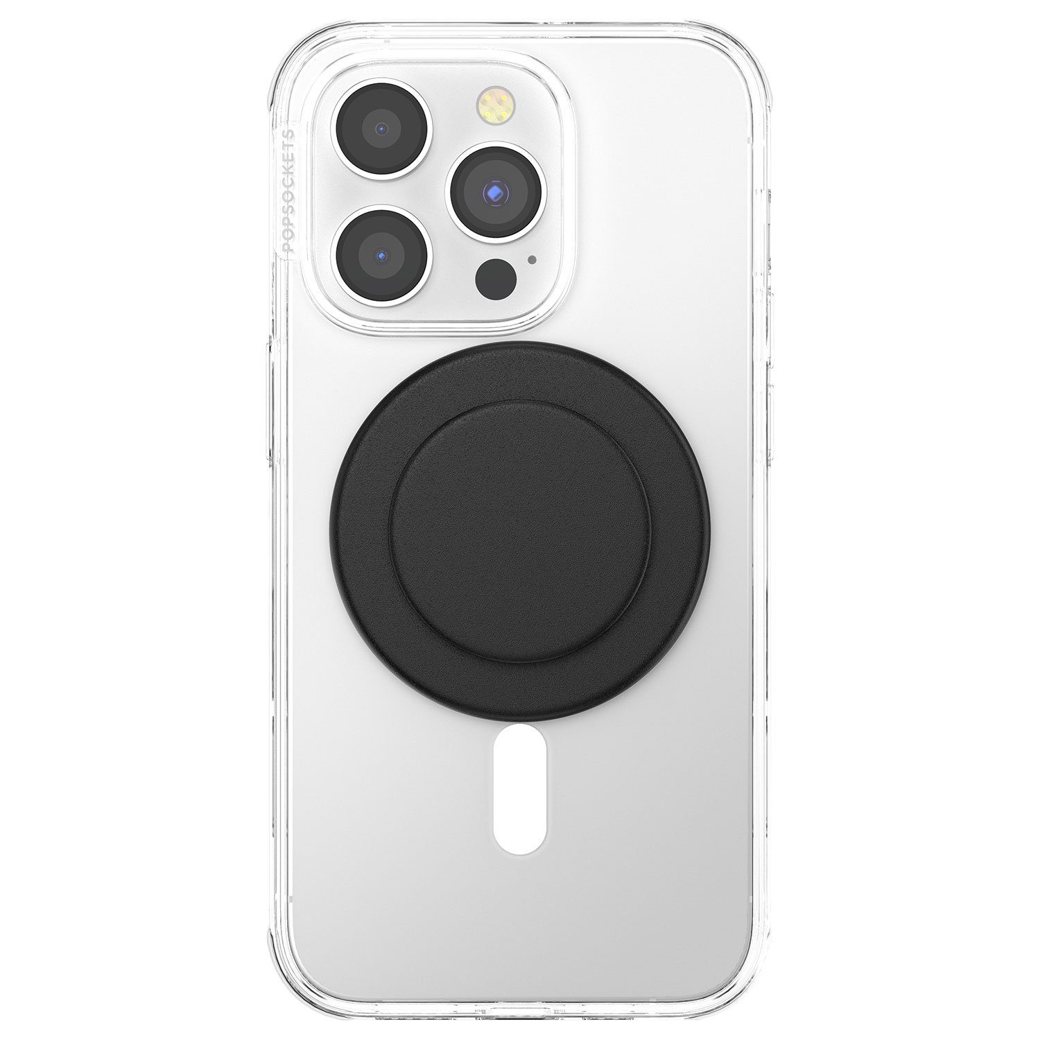 Popsockets Popsockets PopGrip Round für MagSafe - Inklusive Adapterring für MagSafe (Schwarz, (Ausziehbarer Sockel und Griff mit einem Austauschbarem Top)