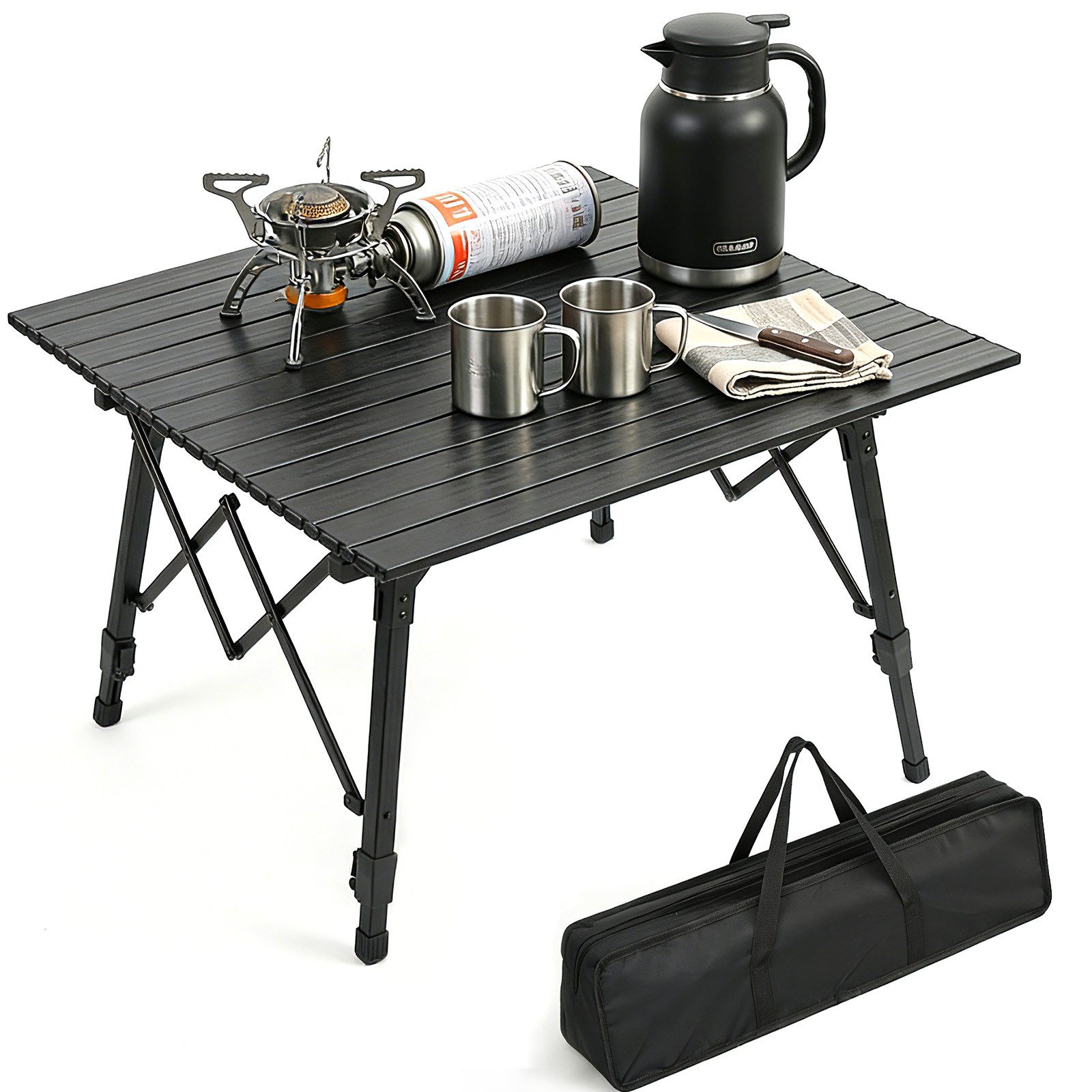 Sekey Campingtisch Aluminium Faltbar Campingtisch Klappbar Höhenverstellbar Klapptisch, Ultraleicht Balkontisch mit Netztasche Klappbar Gartentisch Wetterfest