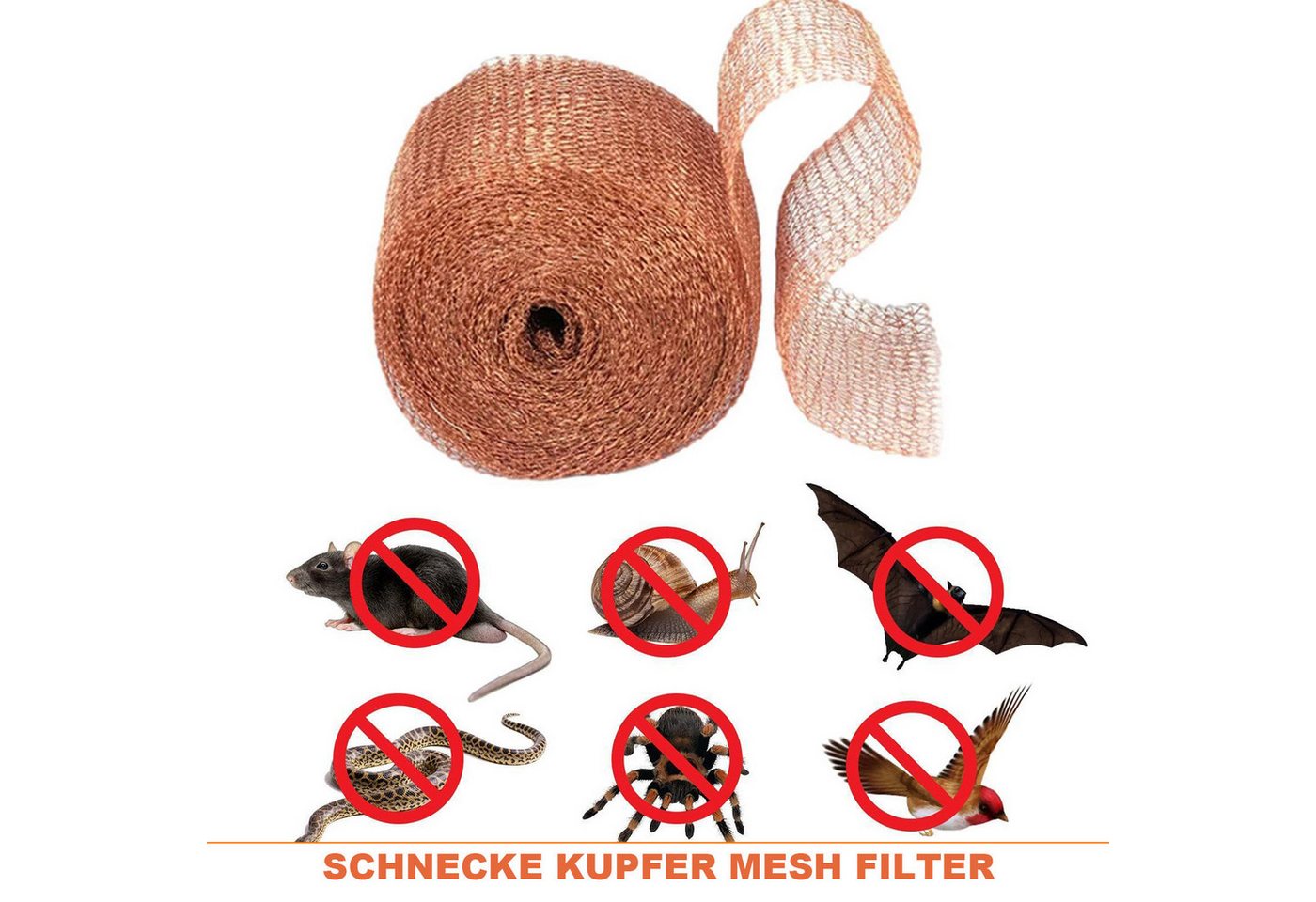 Thumbnail - Refttenw Maschendrahtzaun Schneckenzaun, Gestrickt Kupfergeflecht, 12,7cmx3m