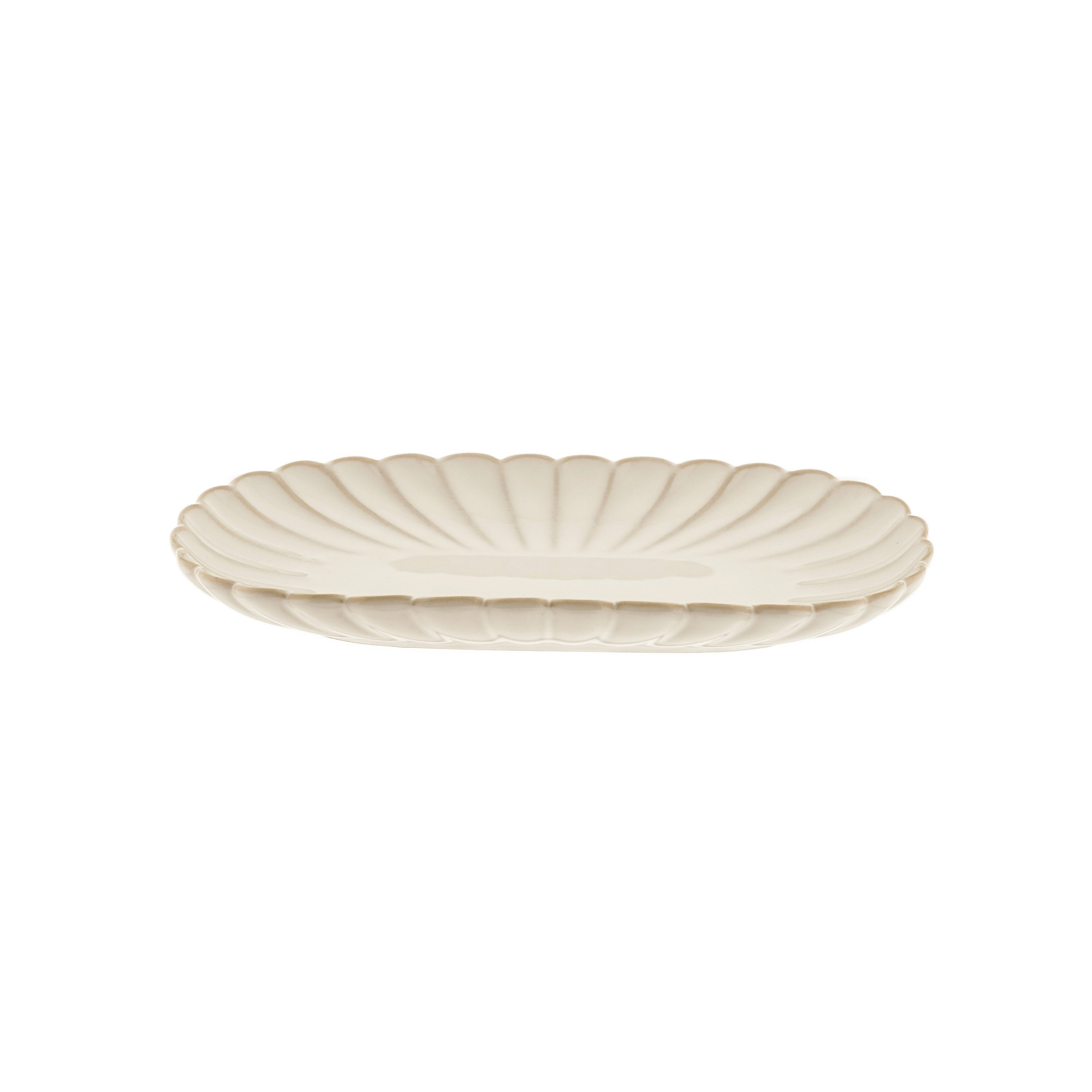 Almina Servierplatte Bloomy aus hochwertigem Porzellan - 2-teilig mit floraler Struktur, Porzellan, (Packung, 2-tlg)