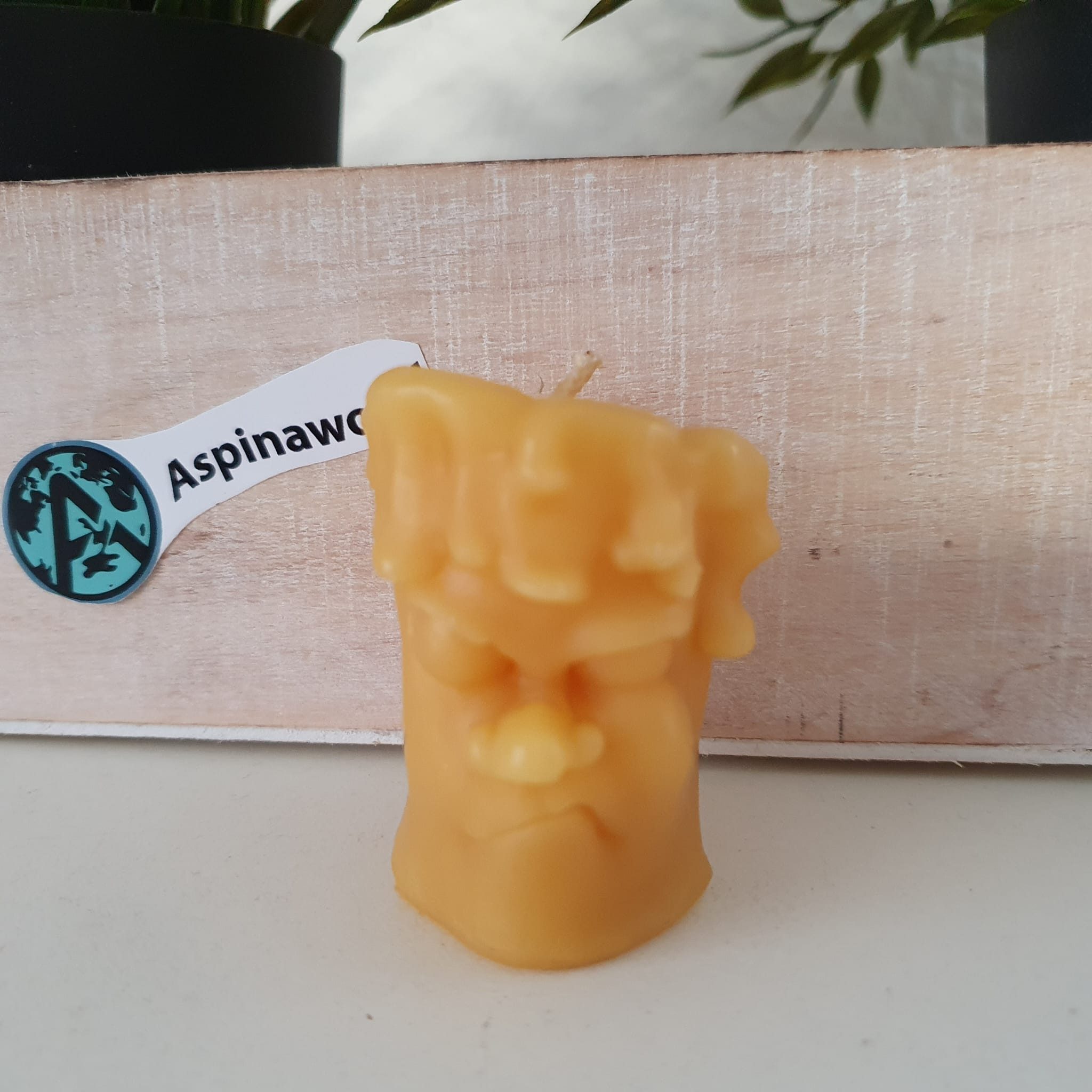 Aspinaworld Bienenwachskerze Gesicht Kerze mürrisch 5 cm – Kerze aus Bienenwachs