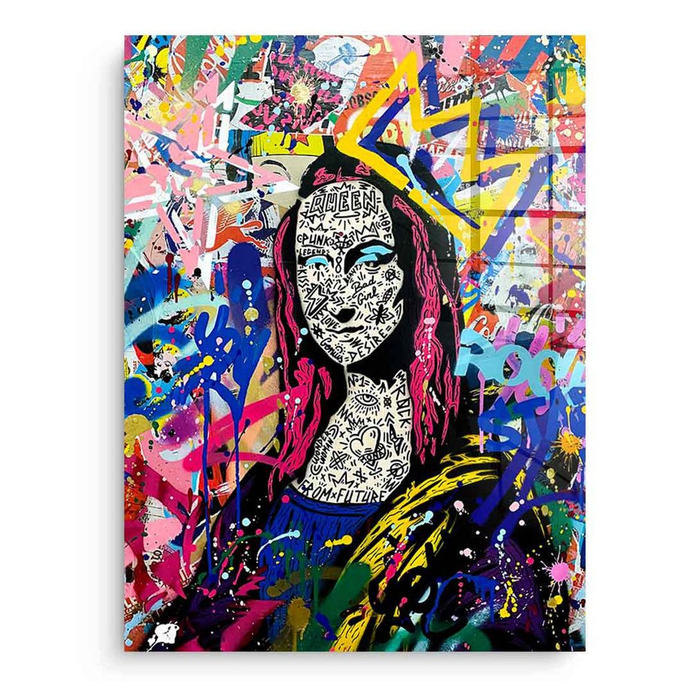 DOTCOMCANVAS® Acrylglasbild QUEEN MONA OK - Acrylglas, Acrylglasbild Mona Lisa Portrait Pop Art Wandbild Kunstdruck
