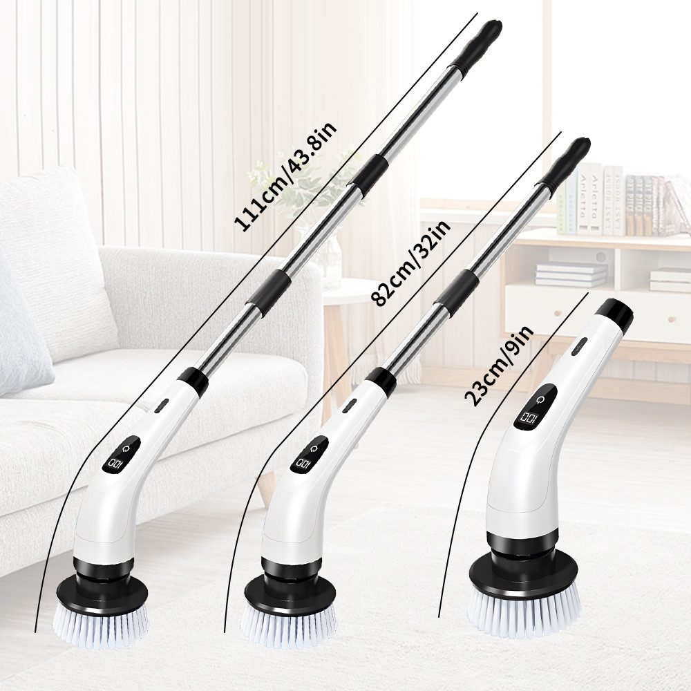 Fine Life Pro Elektro-Oberflächenbürste 9 in 1 Elektrische Reinigungsbürsten-Set mit Verlängerungsgriff, Set, mit 9 austauschbaren Bürsten für Toilette, Badewanne, Küche, Boden