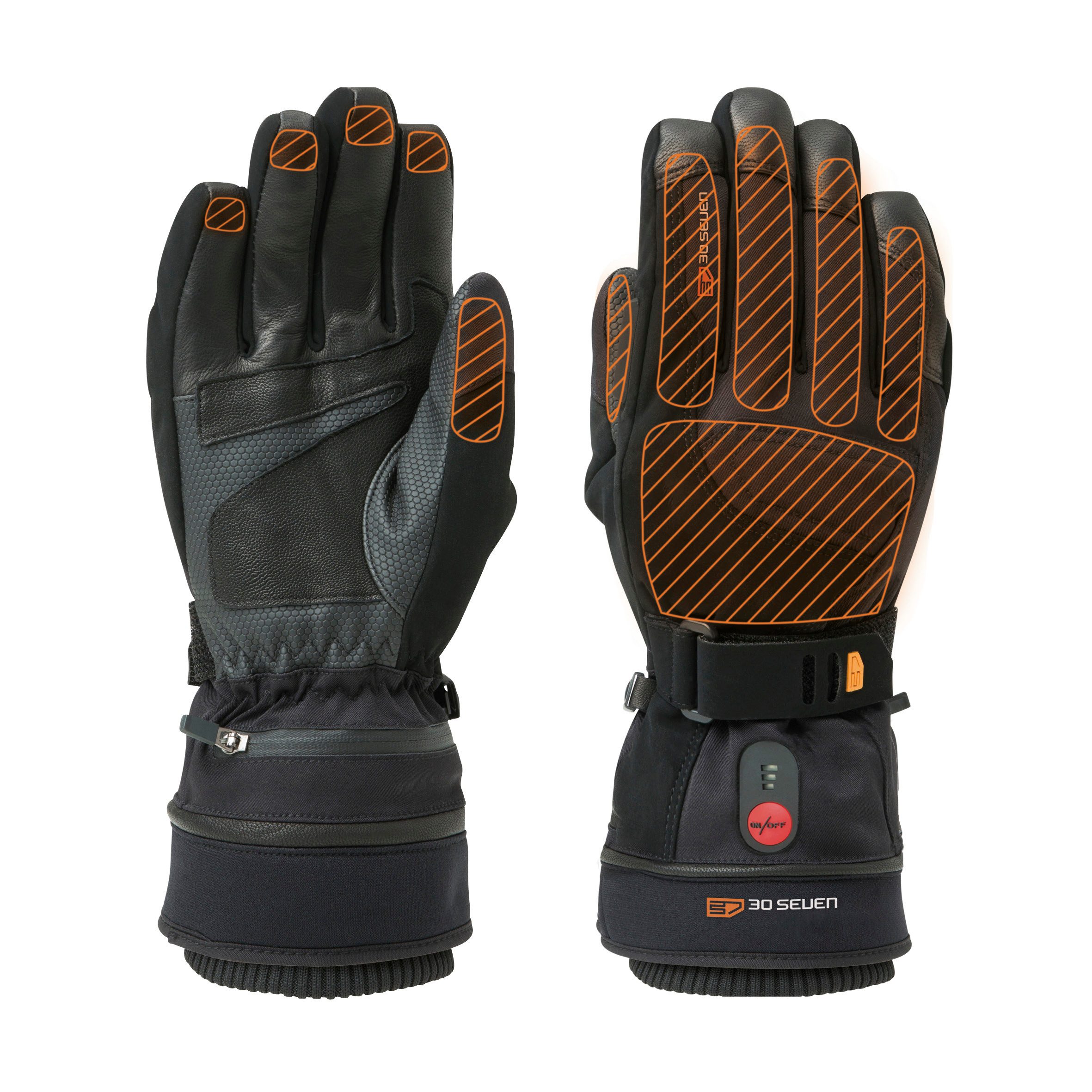 30seven Skihandschuhe beheizte Handschuhe - extra warm 7,4V Set inkl. 2 Akkus & Doppelladegerät