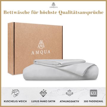 Bettwäsche Luxus Mako Satin, 100% ägyptische Baumwolle Premium Bettwäsche-Set, Amqua, Reißverschluss, Geld-zurück-Garantie, 60 Tage testen