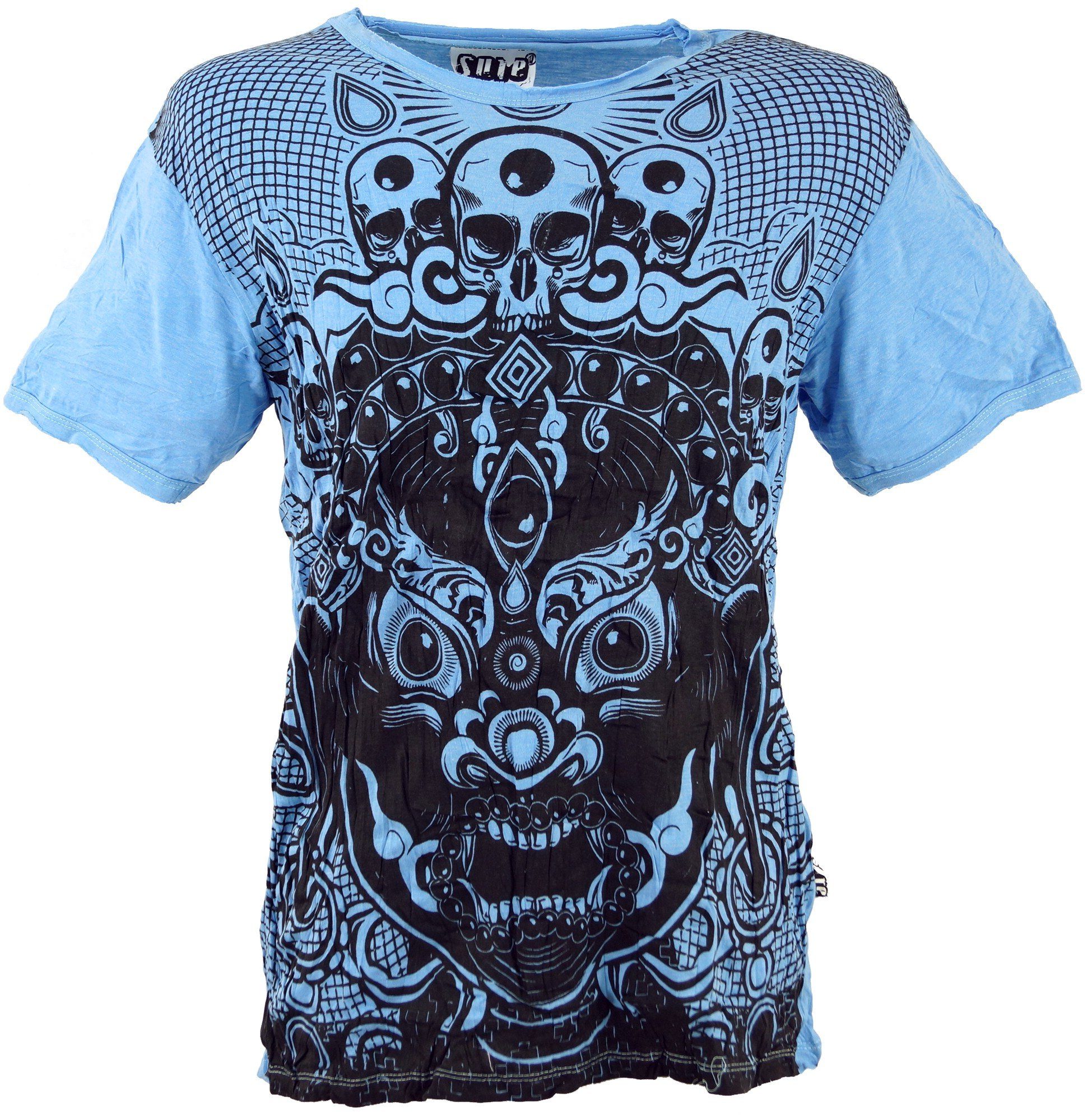 Guru-Shop T-Shirt Sure T-Shirt Dämon - hellblau Goa Style, Festival, alternative Bekleidung