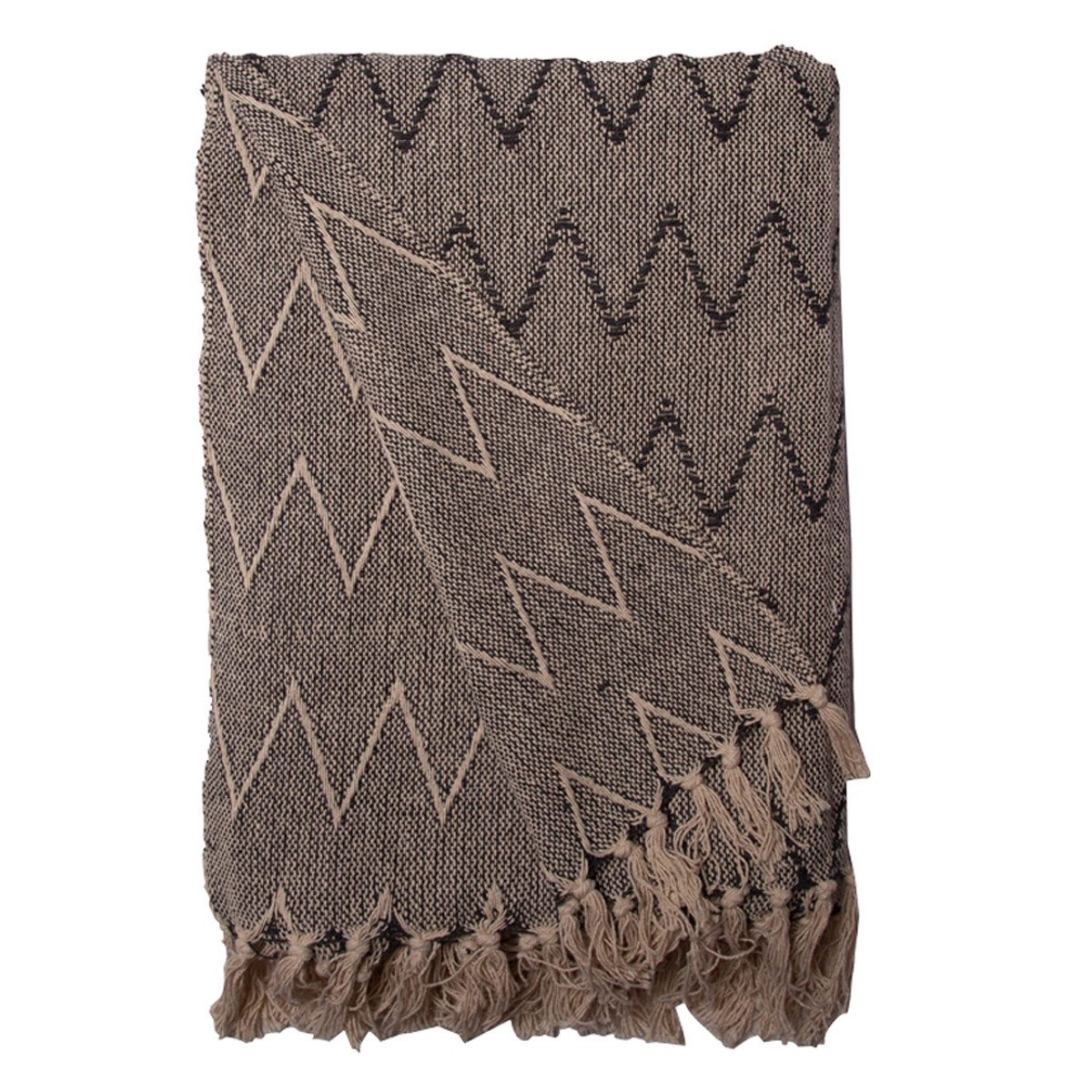 Wohndecke Decke Überwurf Zickzack Design 100% Baumwolle 130x180 cm Skandinavisch, AU Maison, 100% recycelte Baumwolle