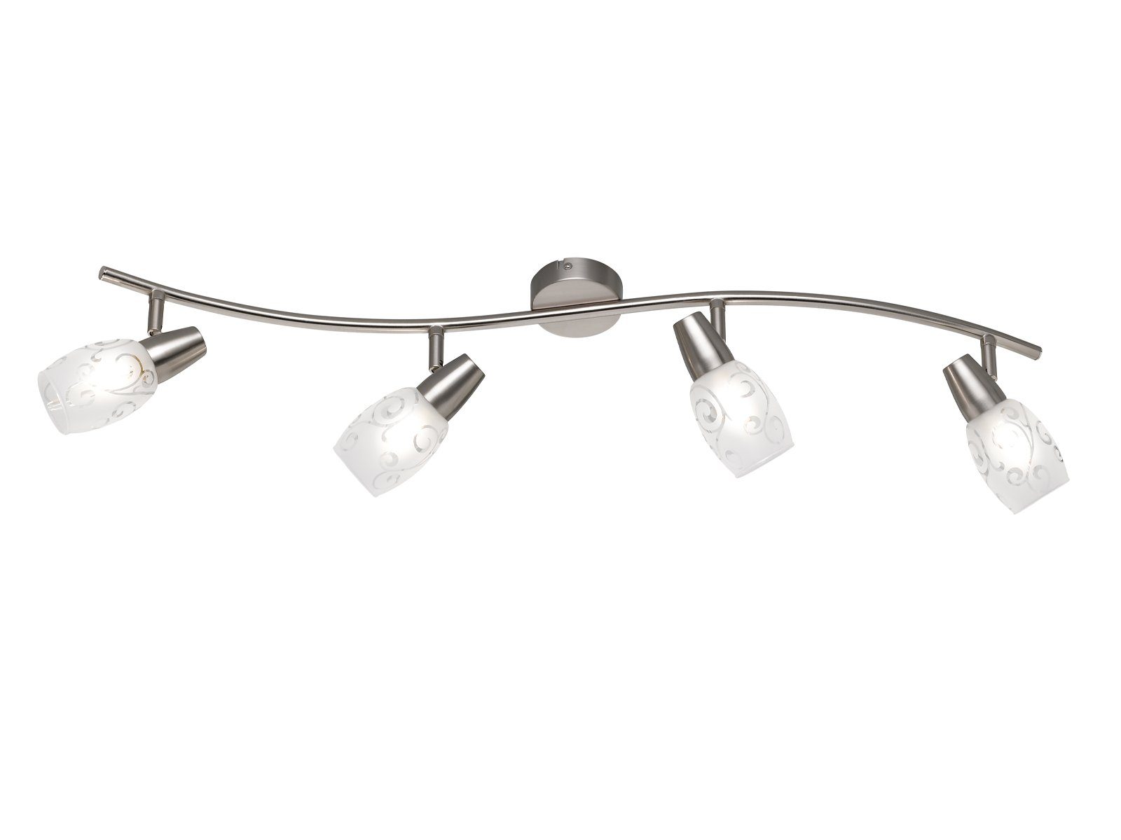 Reality Leuchten LED Deckenstrahler, Dimmfunktion, LED wechselbar, Warmweiß, innen, mehrflammig-e Deckenleuchte 4 Glas Lampenschirm-e, Breite 79cm