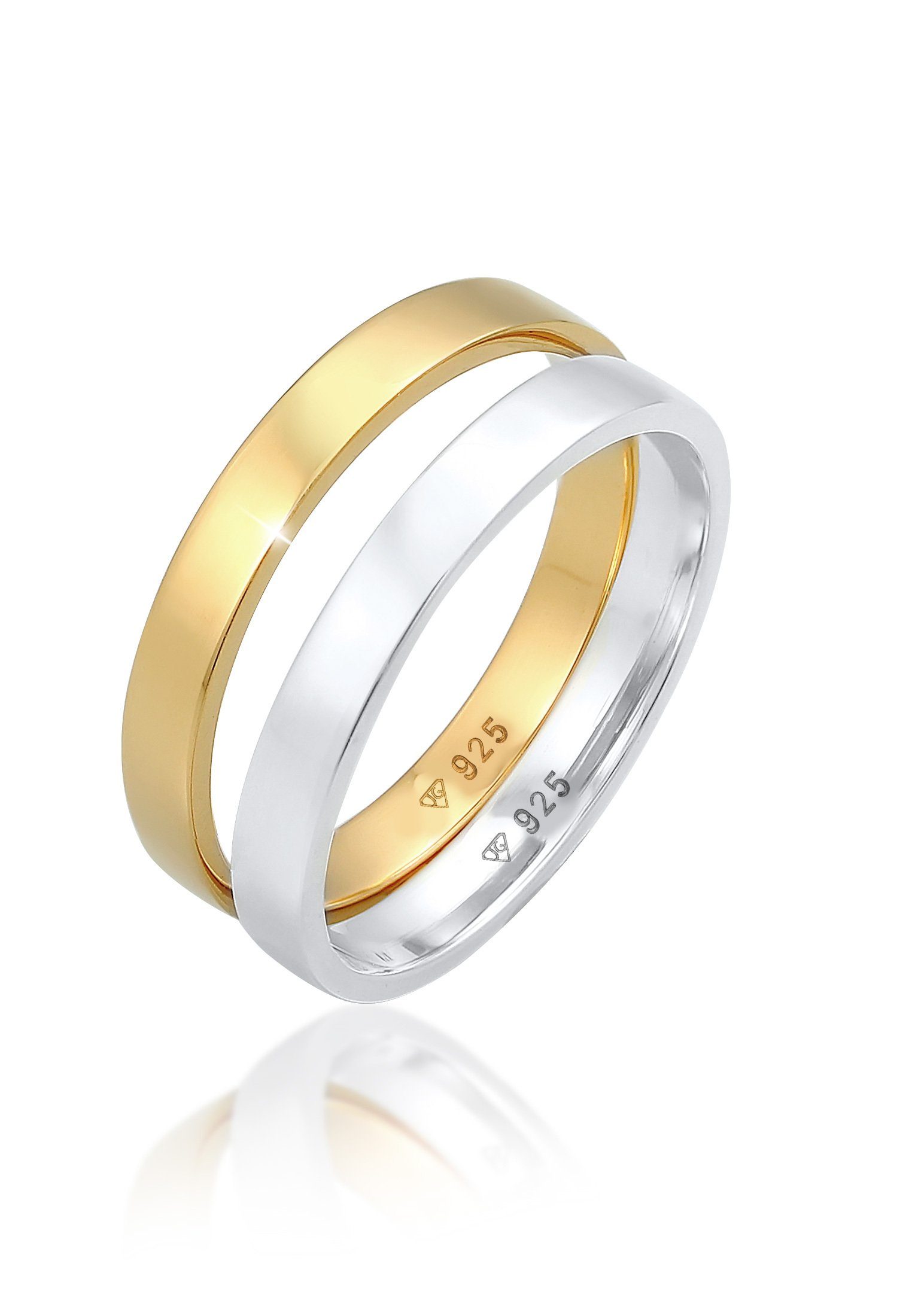 Ring-Set Bandring Basic Bi-Color Set (2 tlg) 925 Silber
