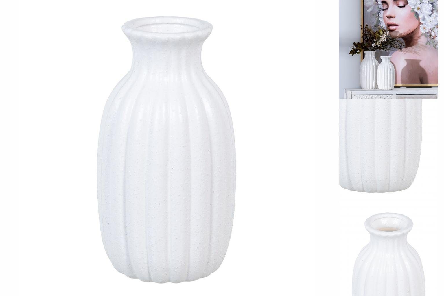 Bigbuy Dekovase 27,5 cm Keramik 14,5 Weiß x x Vase aus 14,5