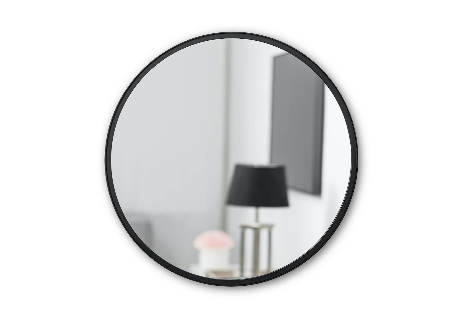 MySpiegel.de Wandspiegel Runder Wandspiegel mit Alurahmen in Schwarz günstig online kaufen