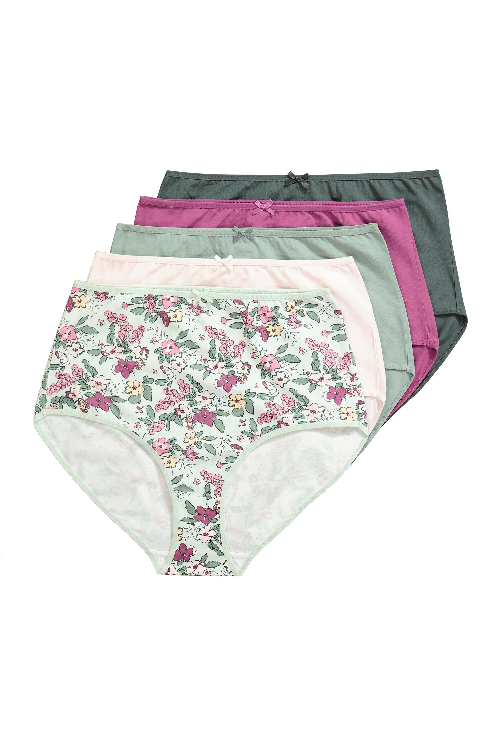 Ulla Popken Slip Maxislips 5er-Pack Blüten/einfarbig