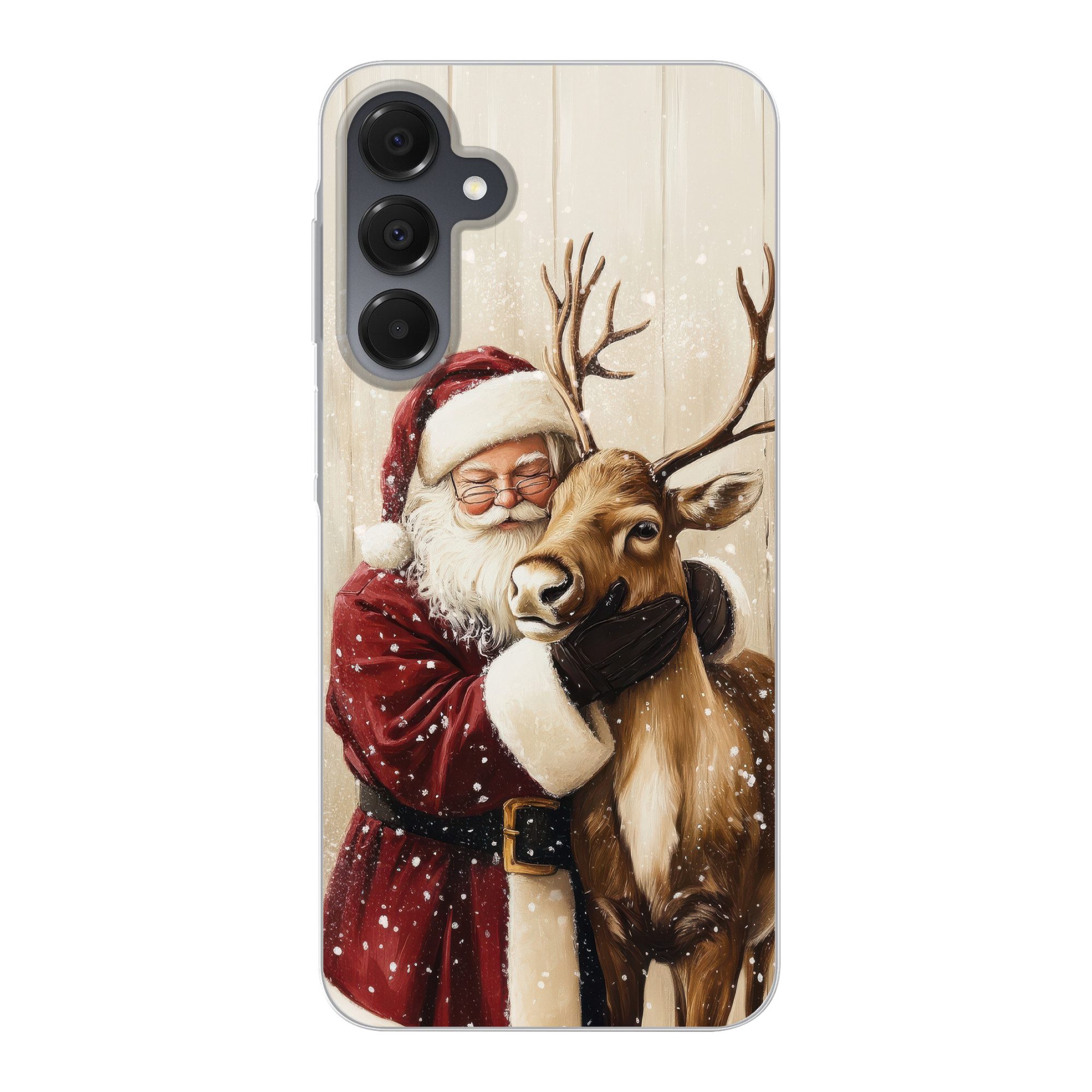 MuchoWow Handyhülle für Samsung Galaxy A16 Weihnachtsmann - Rentier - Schnee - Bunt, Handy Case, Silikon, Bumper Case Dünn