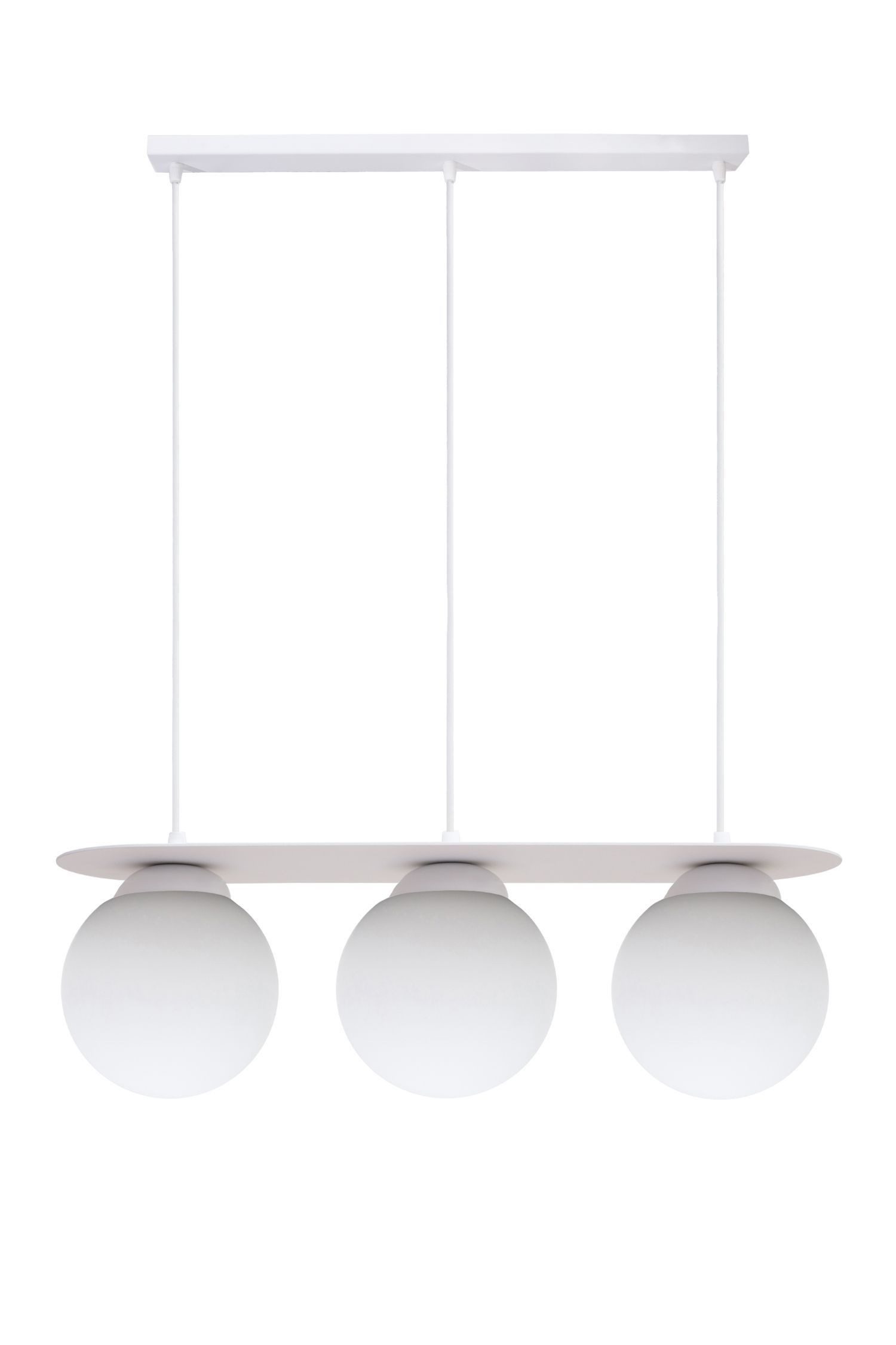 Licht-Erlebnisse Pendelleuchte ZESUS, ohne Leuchtmittel, Glas Metall H: max. 100 cm Weiß E27 3-flammig Kugelschirm