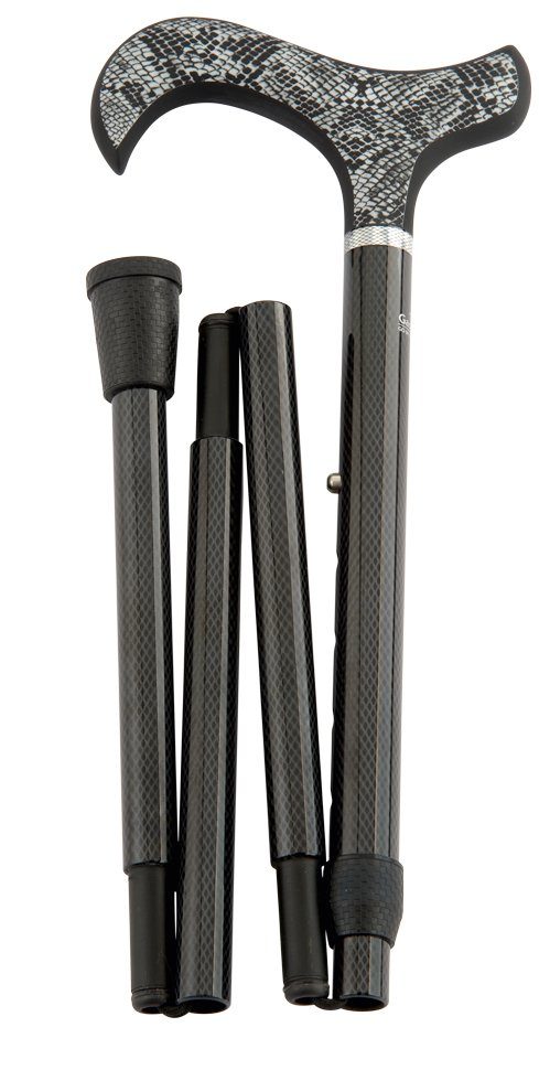 Stockshop Gehstock Gehstock Carbon Faltstock Exotic, Derbygriff, faltbar, höhenverst.