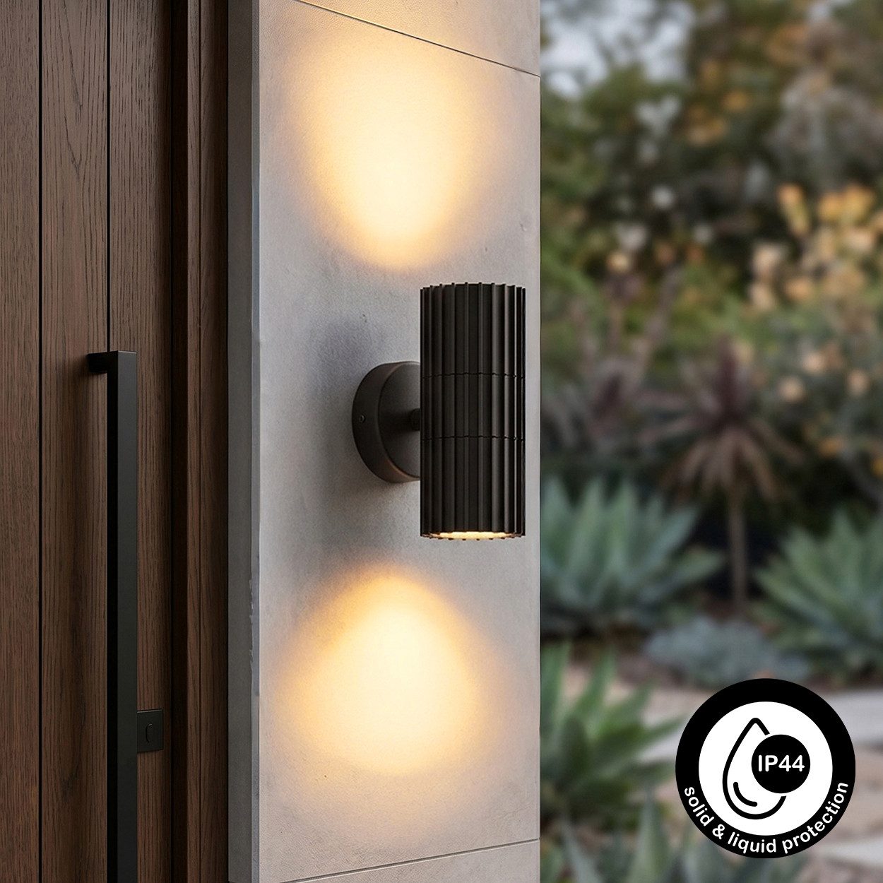 hofstein Außen-Wandleuchte moderne Wandlampe aus Metall/Glas in Schwarz/Klar, ohne Leuchtmittel, Up&Down Effekt, Außenleuchte, 2 x GU10, ohne Leuchtmittel, IP44