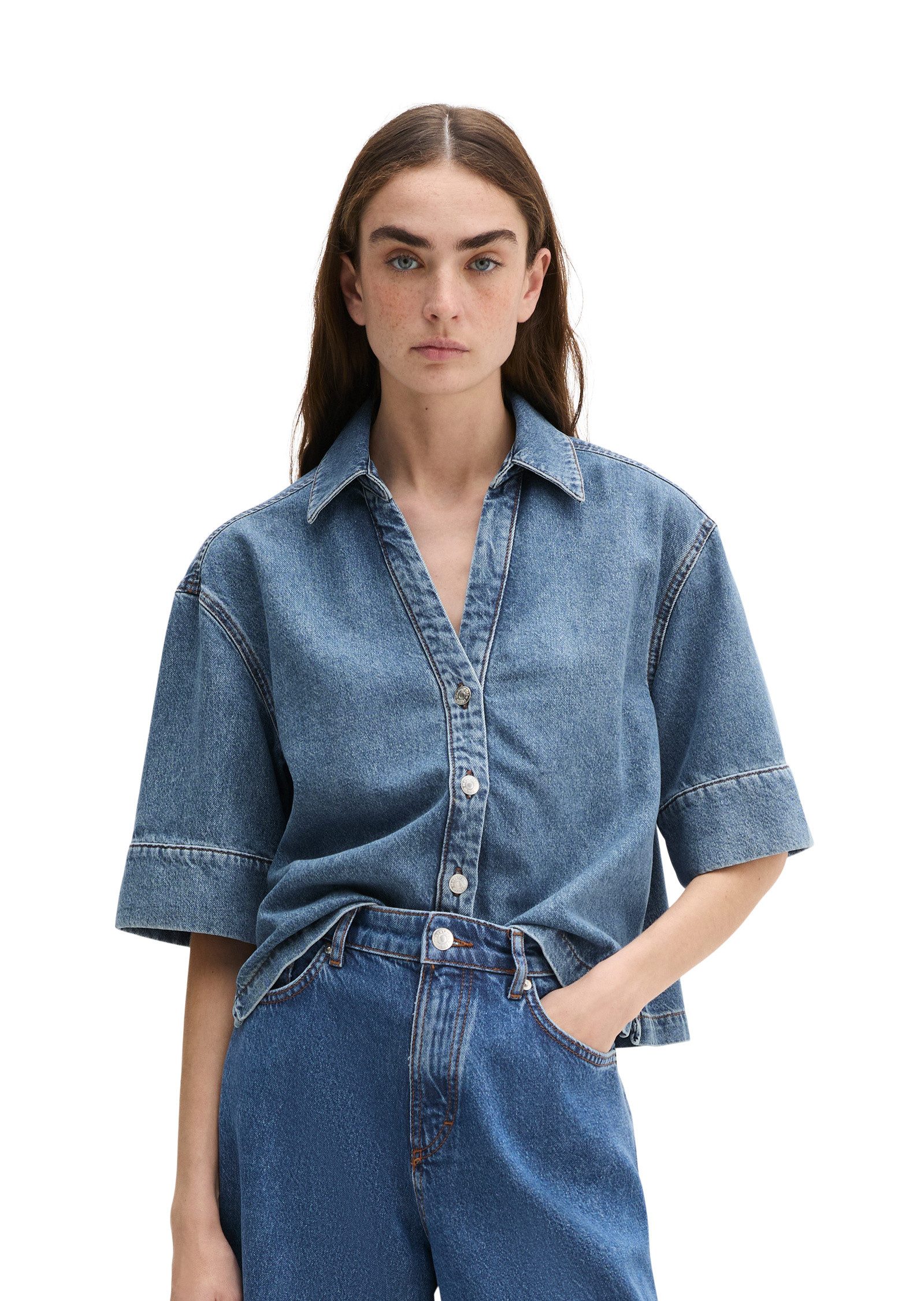 Marc O'Polo Jeansbluse aus Organic Cotton-Lyocell-Mix