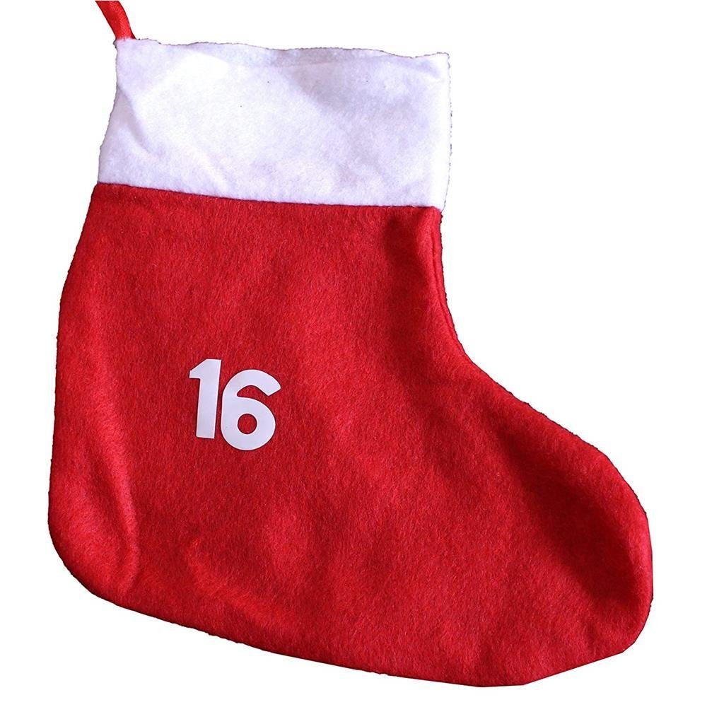 18 CEPEWA befüllbarer Adventskalender ca. 20 "Socken" cm x rot