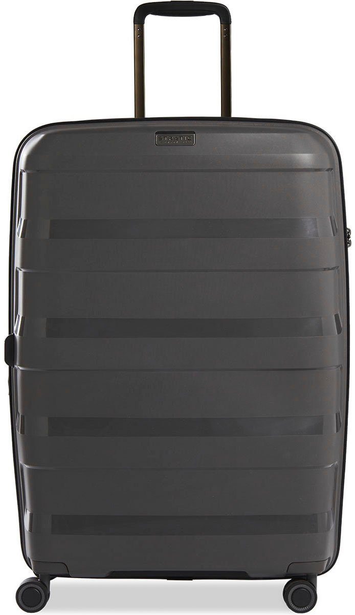 Stratic Hartschalen-Trolley Straw + L, dark grey, 4 Rollen, Reisekoffer großer Koffer Aufgabegepäck TSA-Zahlenschloss