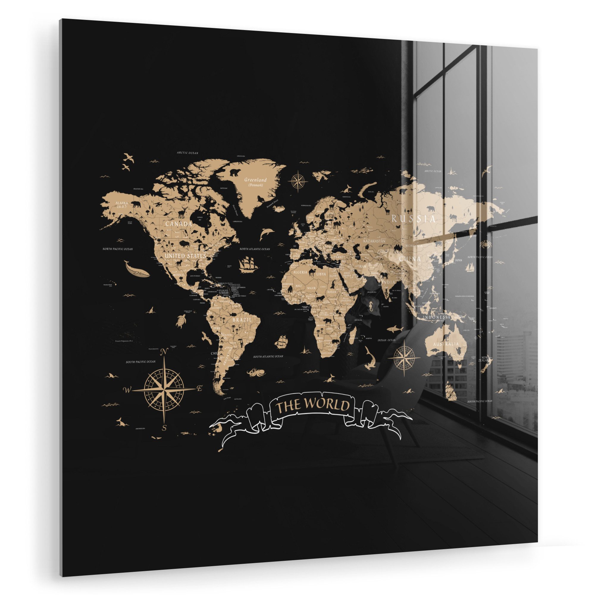 MuchoWow Acrylglasbild Weltkarte - Beige - günstig online kaufen
