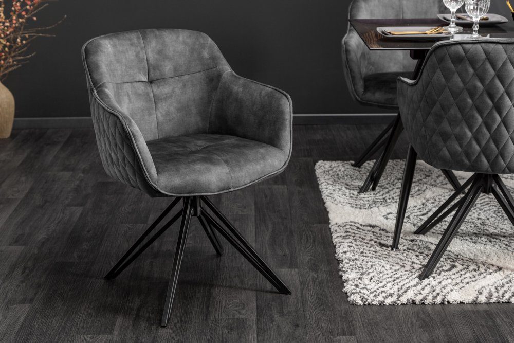 riess-ambiente Polsterstuhl EUPHORIA dunkelgrau/schwarz – Samt, drehbar, Me günstig online kaufen