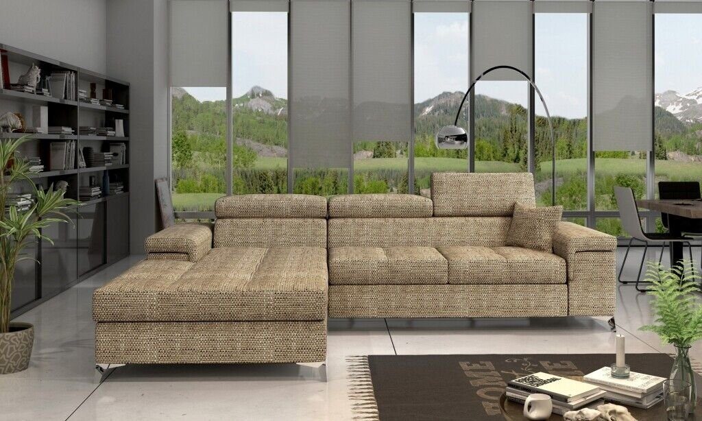 JVmoebel Ecksofa, L-Form Couch Wohnlandschaft Ecksofa Modern Design Sofa Stoff Beige