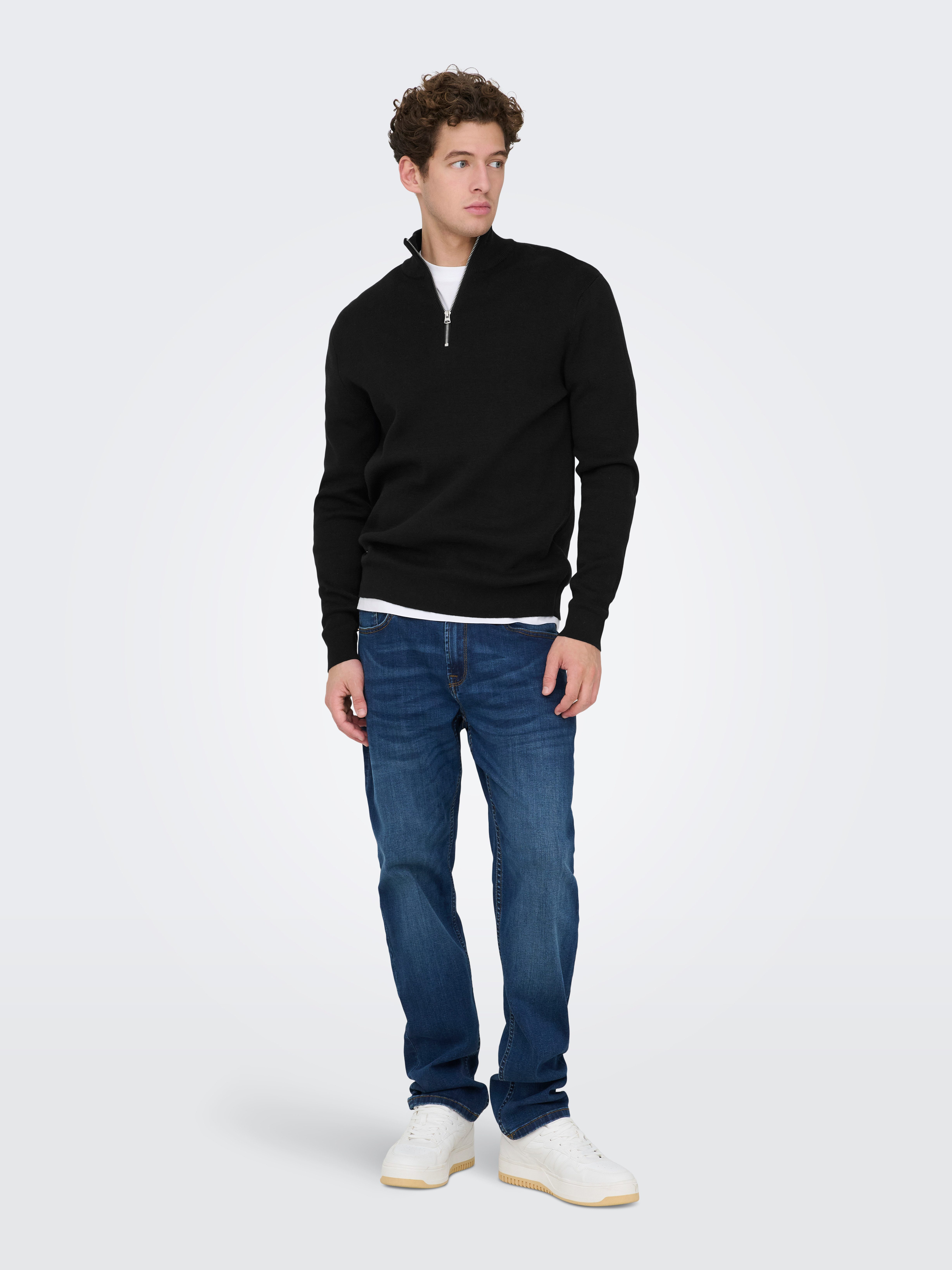 ONLY & SONS Troyer ONSTING LIFE REG HALF ZIP KNIT NOOS Baumwolle, regular fit – Bild 4 von 5