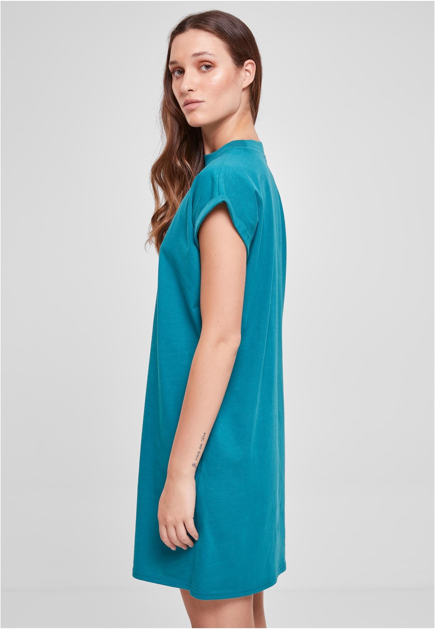 URBAN CLASSICS Damen Shoulder watergreen (1-tlg) Extended Jerseykleid Ladies Turtle Dress