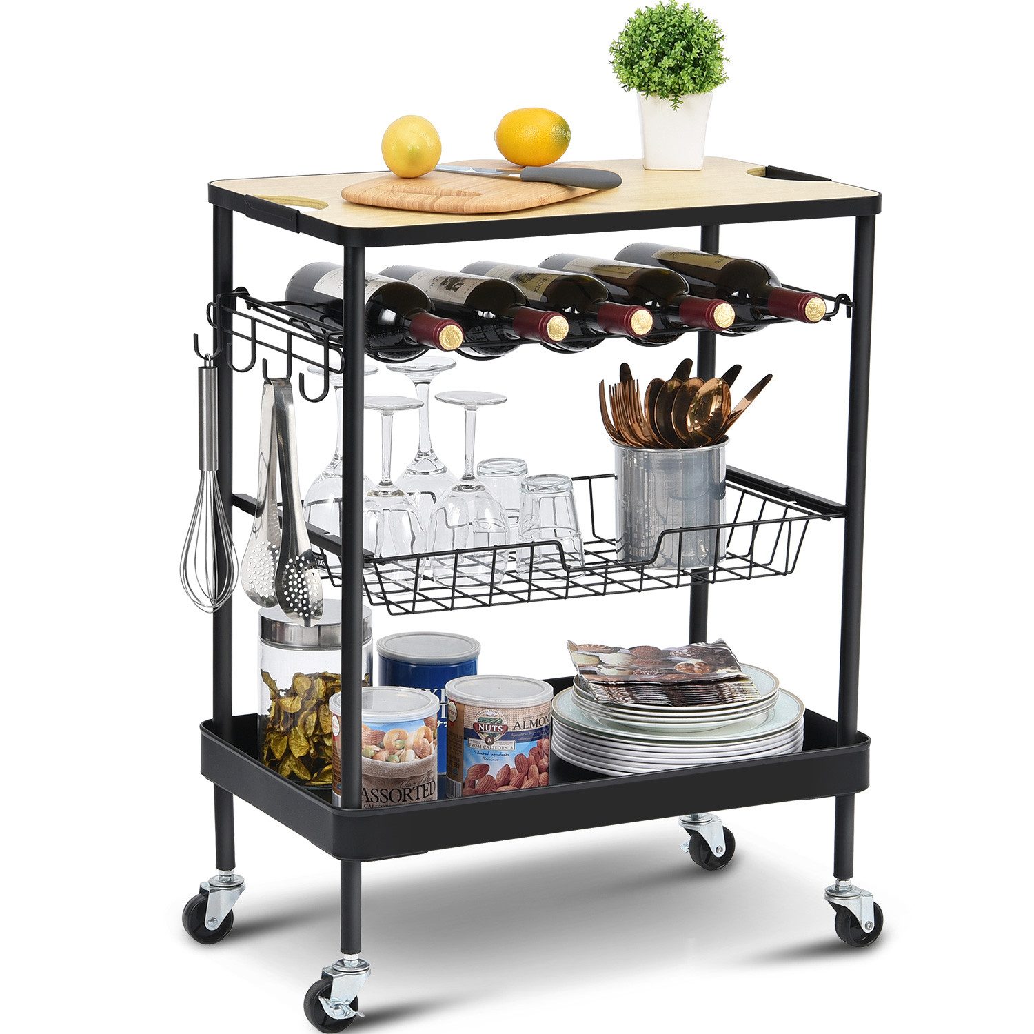 Sekey Servierwagen Küchenwagen Beistellwagen Ordnungswagen mit herausschieb günstig online kaufen