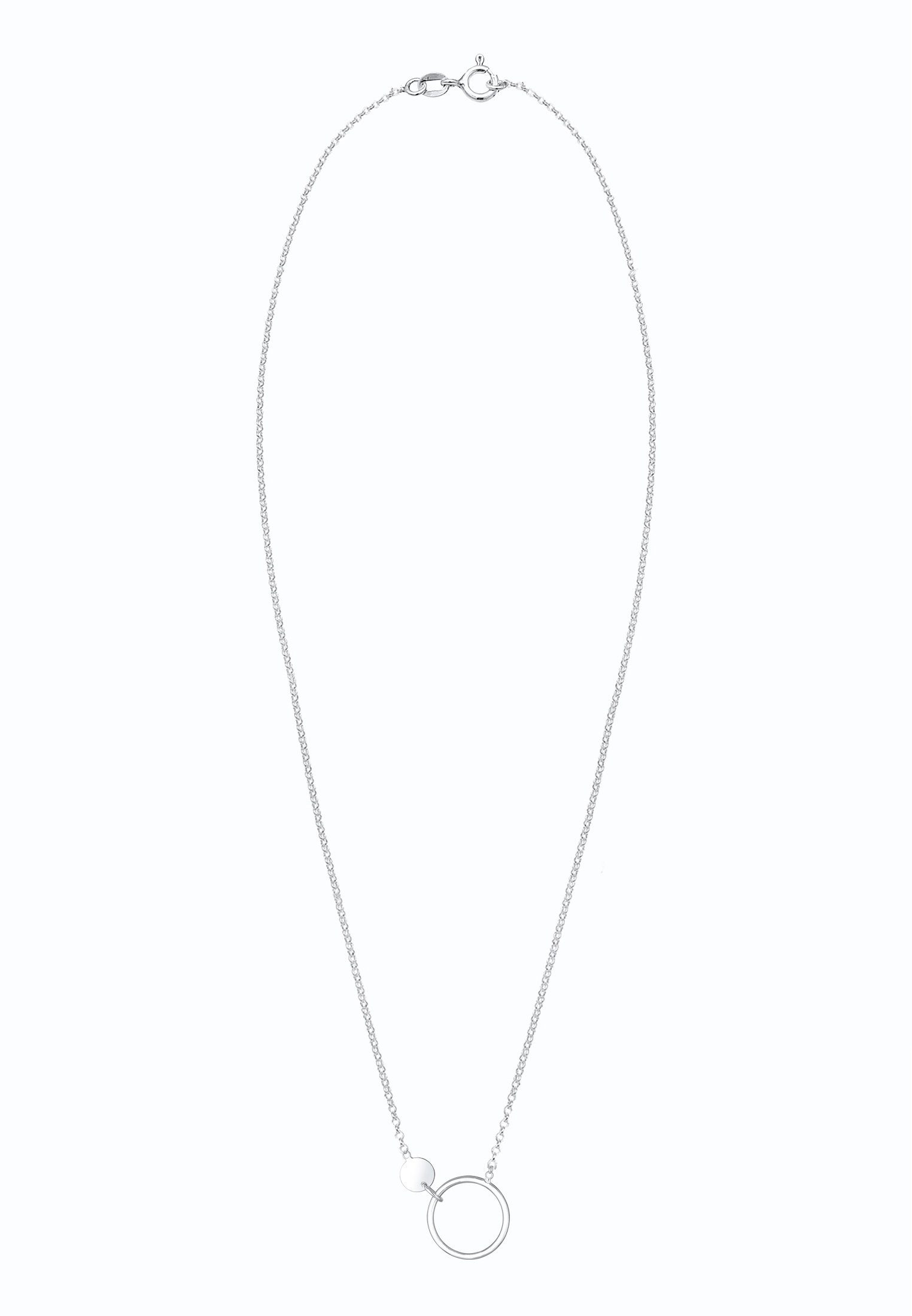 Geo Kreis Silber Design mit Kette 925 Erbskette Anhänger Elli Plättchen