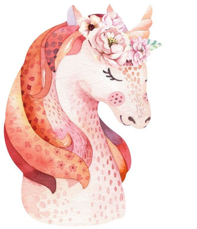 St) Prinzessin Wandtattoo Einhorn Wall-Art Deko (1 Rosa