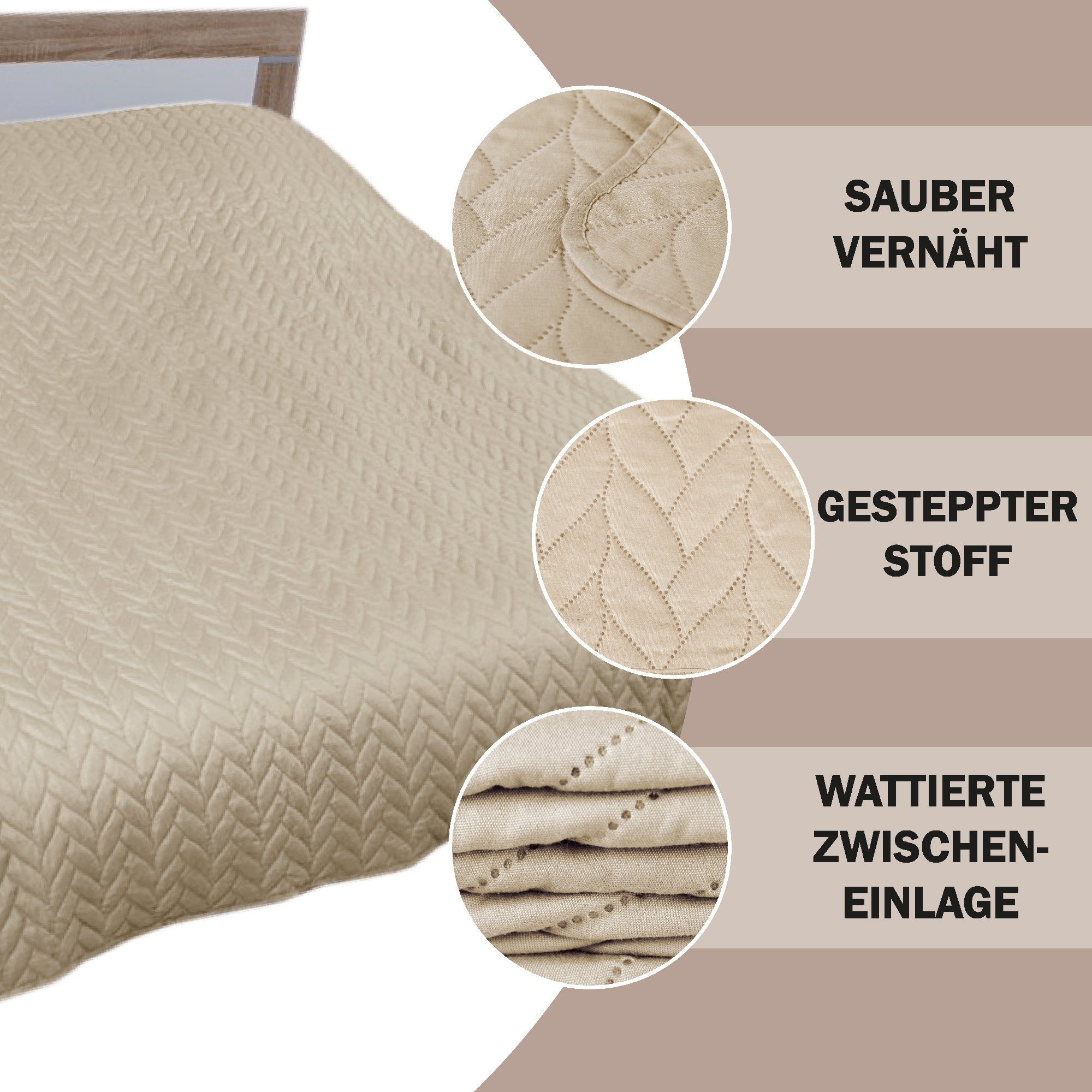 Bestlivings Tagesdecke Bettüberwurf gesteppt, XXL Sofaüberwurf - Sommerdecke gesteppt - Steppdecke, Wendedecke – Bild 4 von 5